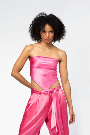 Foulard soie femme MAX&MOI mode luxe rose stardust