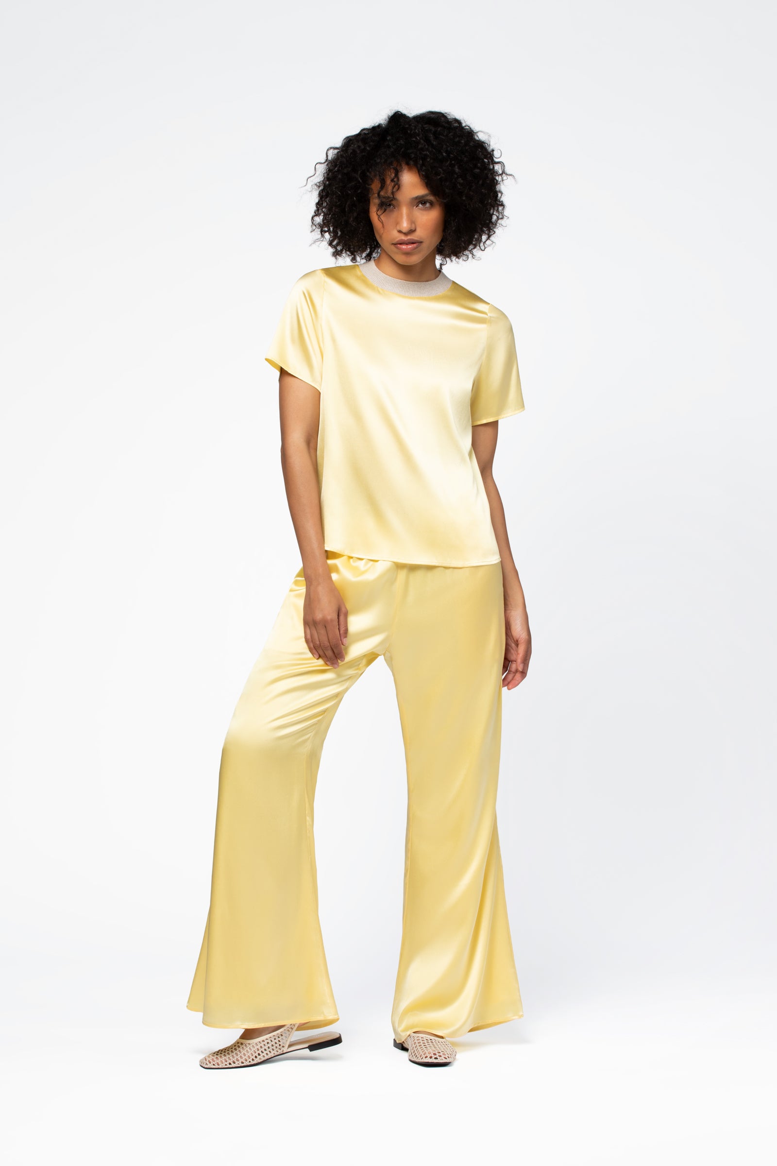 Pantalon soie femme luxe MAX&MOI jaune