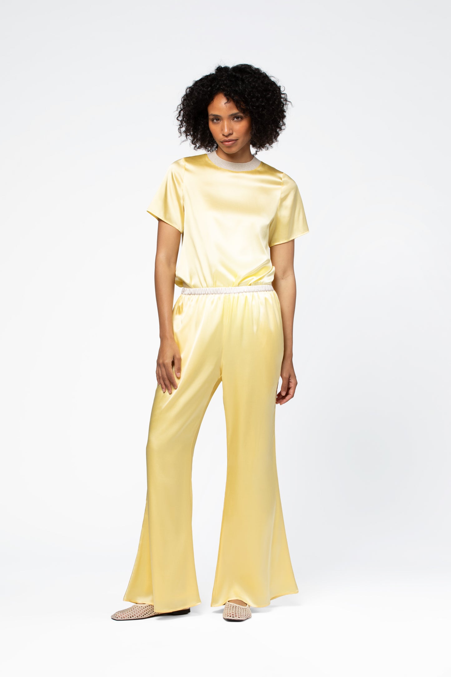 Pantalon soie femme coupe ample et taille haute MAX&MOI mode luxe sun