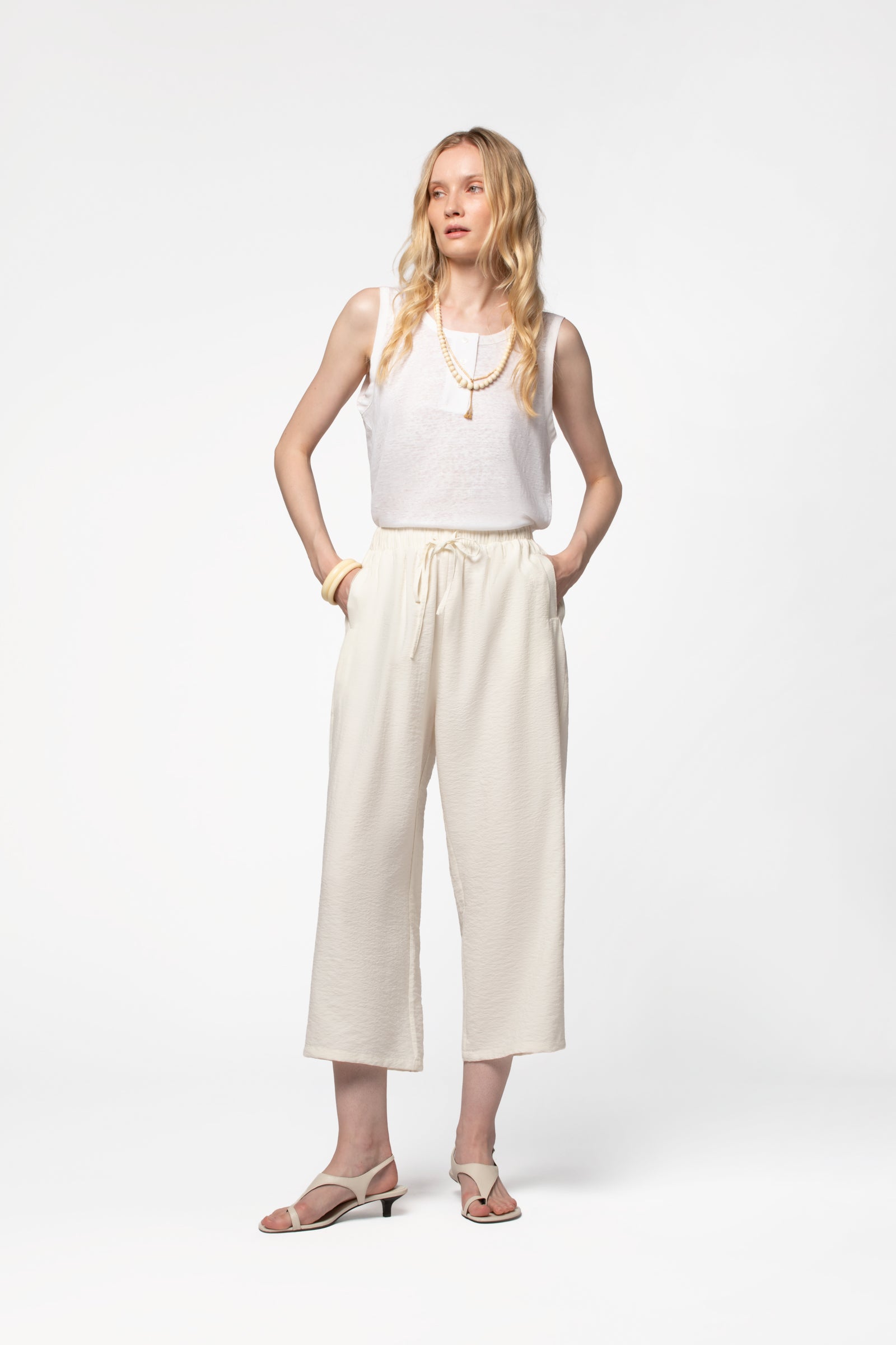 Pantalon soie femme coupe fluide luxe MAX&MOI blanc