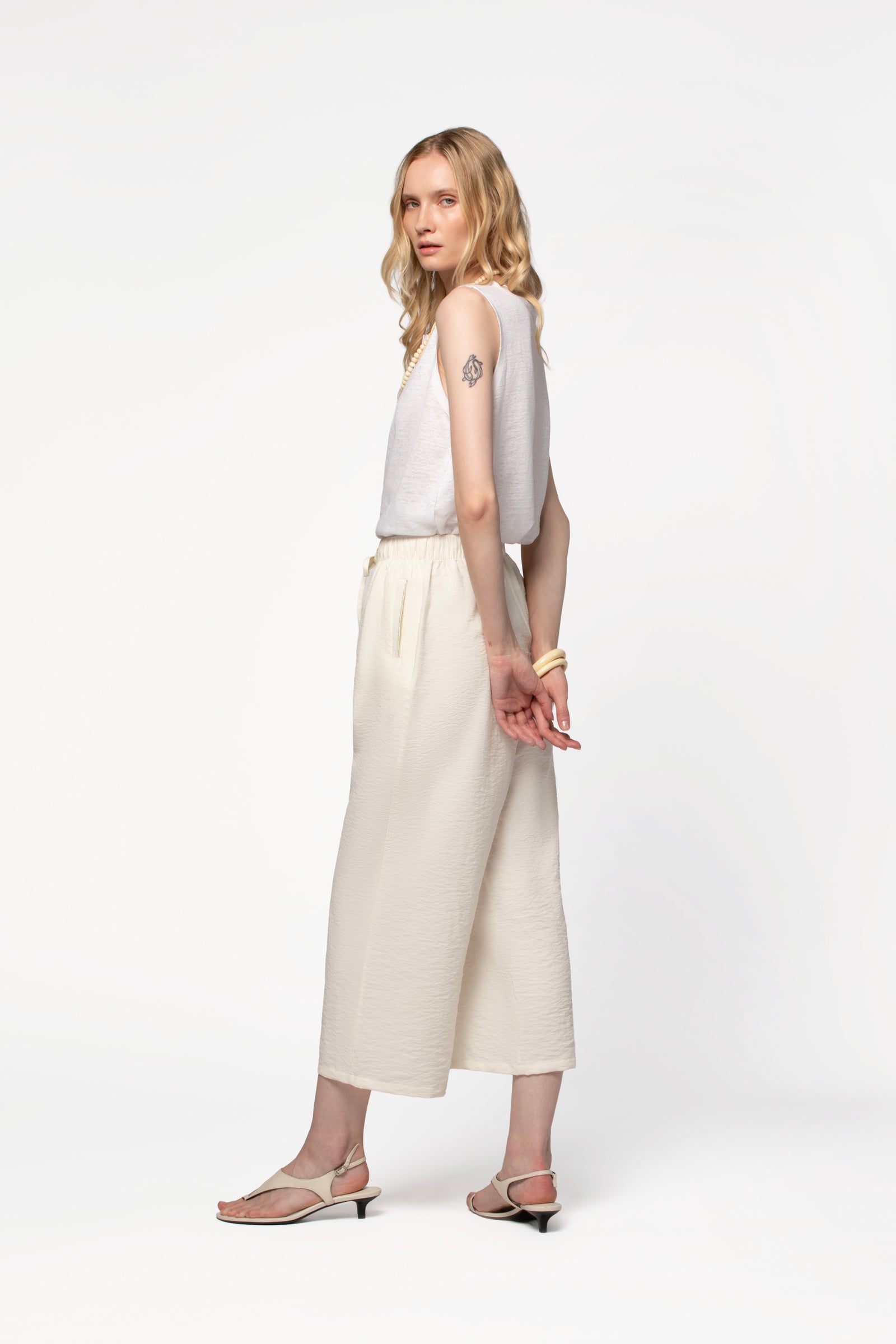 Pantalon soie blanc MAX&MOI mode femme luxe contemporain