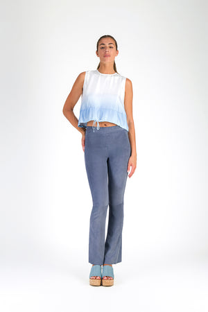 Legging daim femme mode luxe MAX&MOI coloris bleu horizon