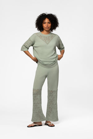Pantalon cachemire femme luxe MAX&MOI vert
