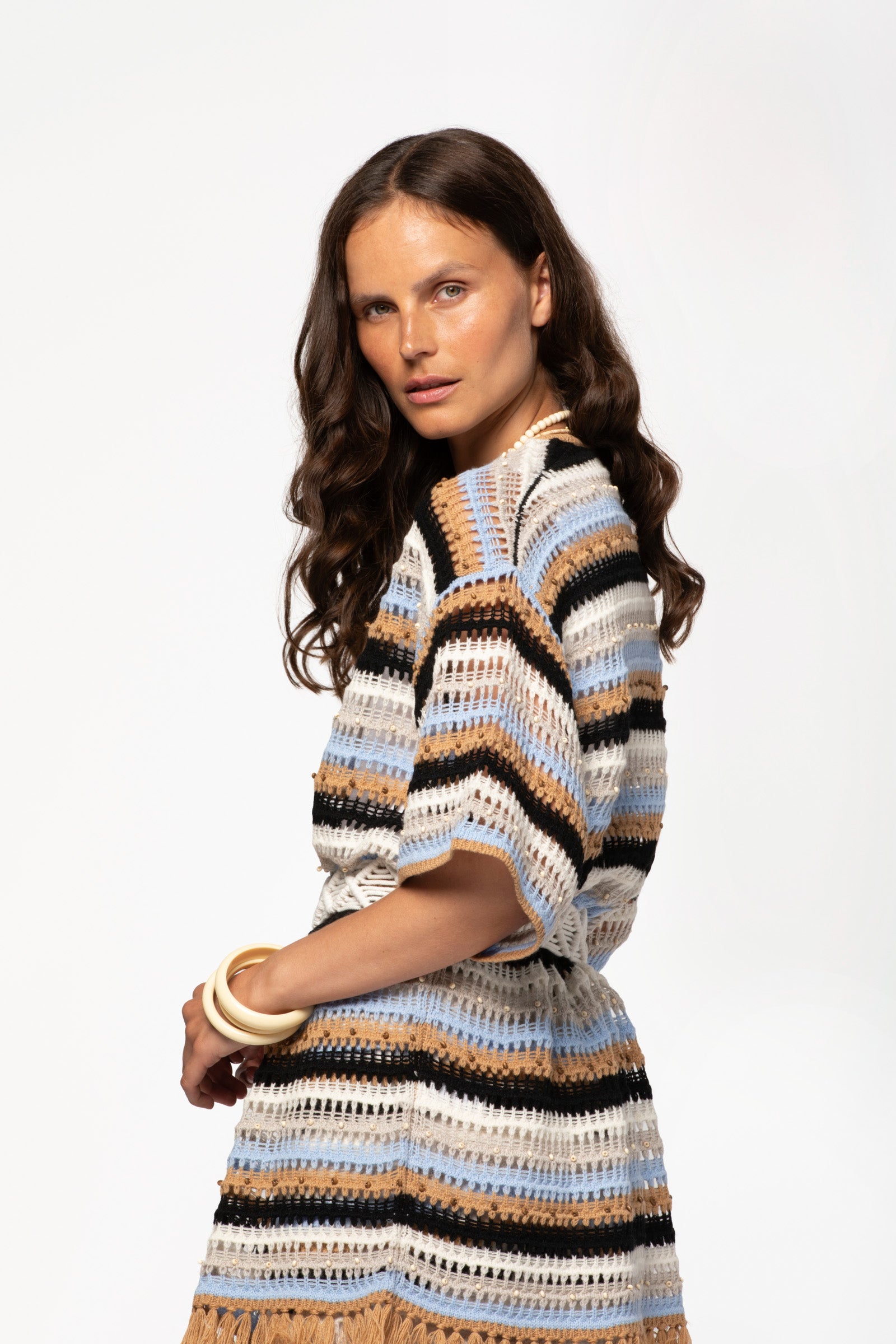 Gilet cachemire luxe multicolore style élégant MAX&MOI mode femme