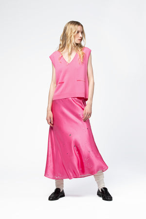 Jupe soie femme luxe MAX&MOI rose