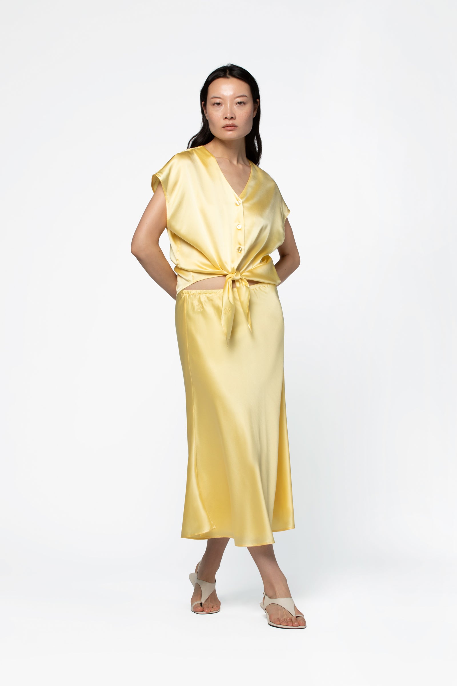 Jupe soie femme luxe MAX&MOI jaune