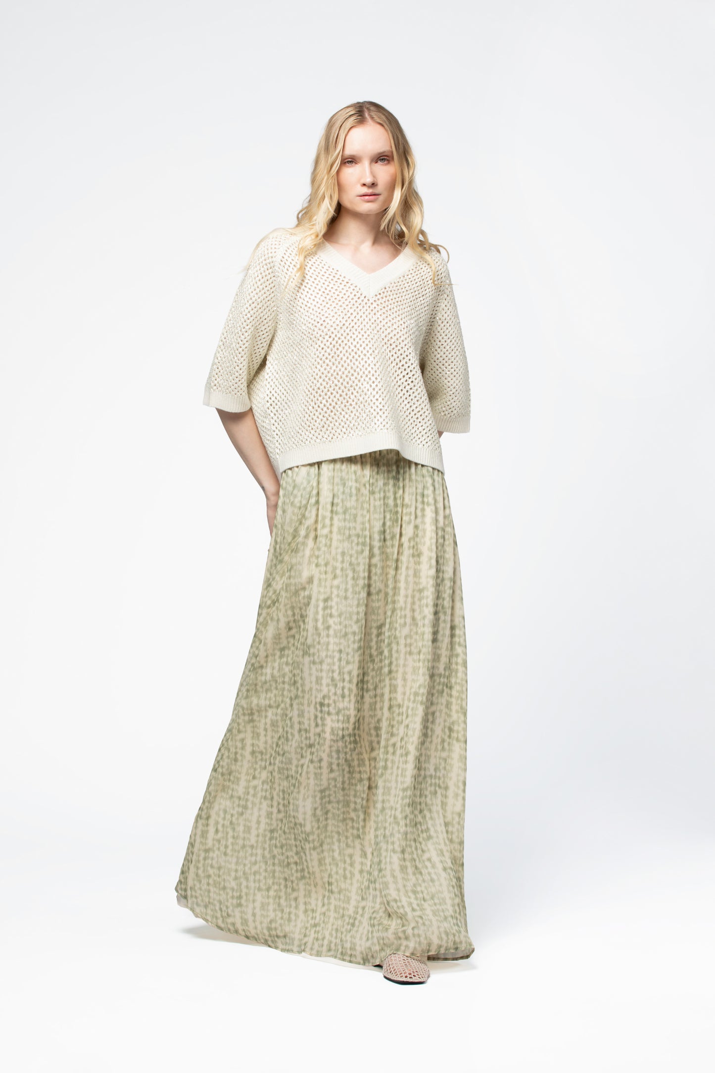 Jupe viscose femme mode luxe MAX&MOI vert