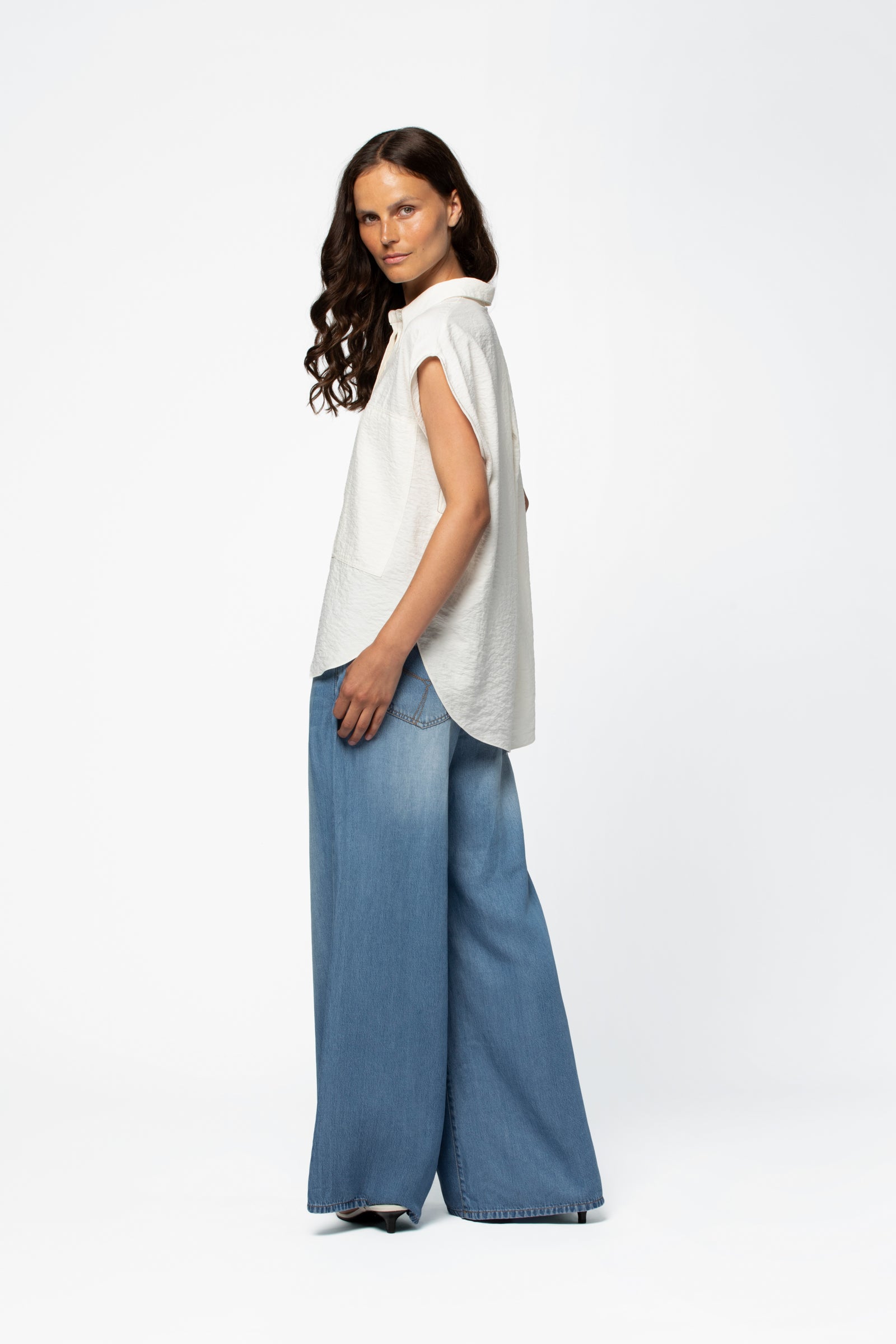 Chemise sans manches soie femme MAX&MOI mode luxe contemporain blanc