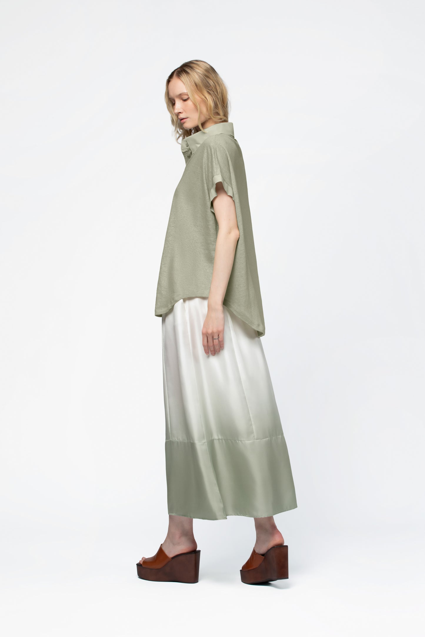 Chemisier vert en jersey de lin femme MAX&MOI silhouette estivale