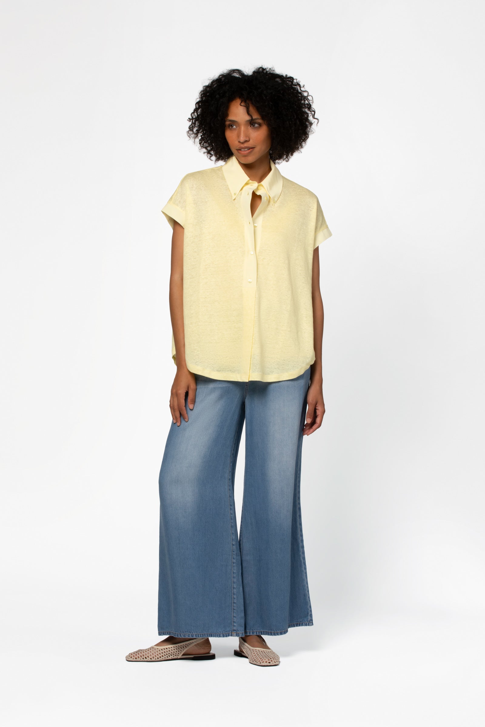 Chemisier en jersey de lin femme luxe jaune léger et respirant MAX&MOI