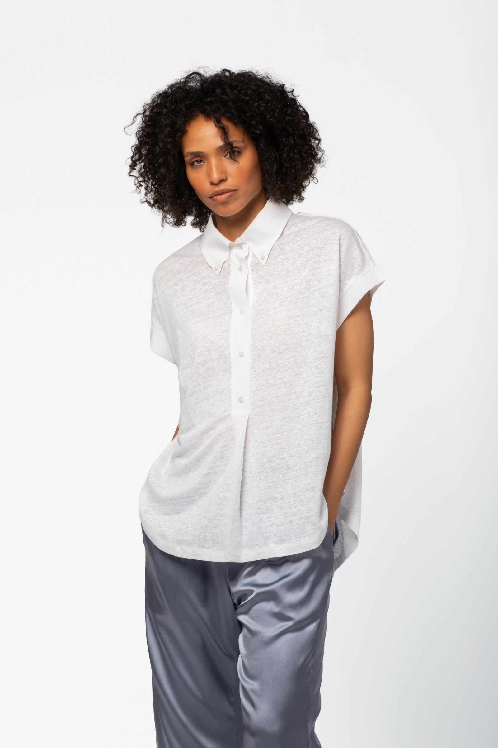 Chemise lin femme coupe ample blanc MAX&MOI mode femme contemporain