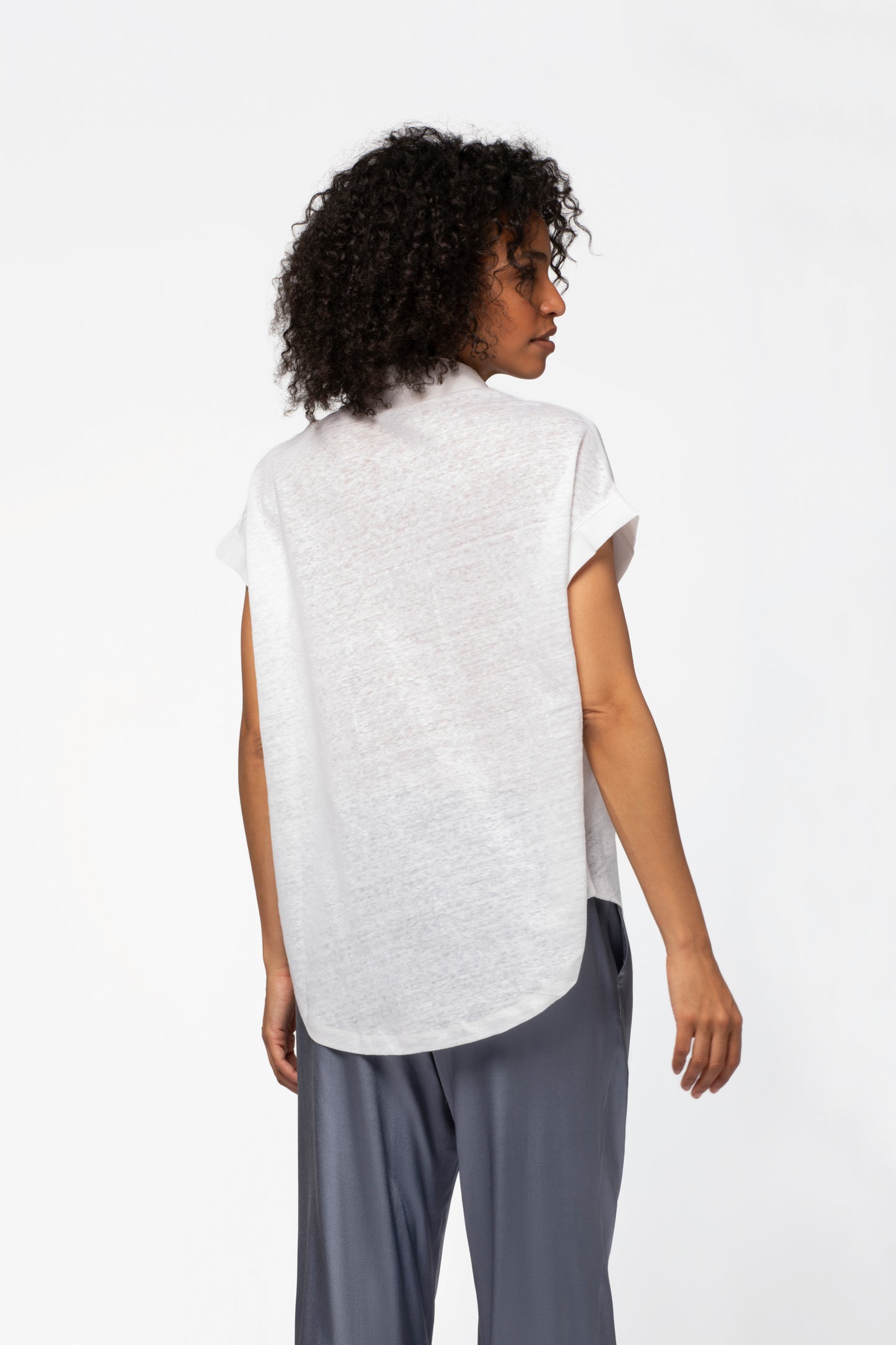 Chemisier en jersey de lin femme luxe blanc léger et respirant MAX&MOI