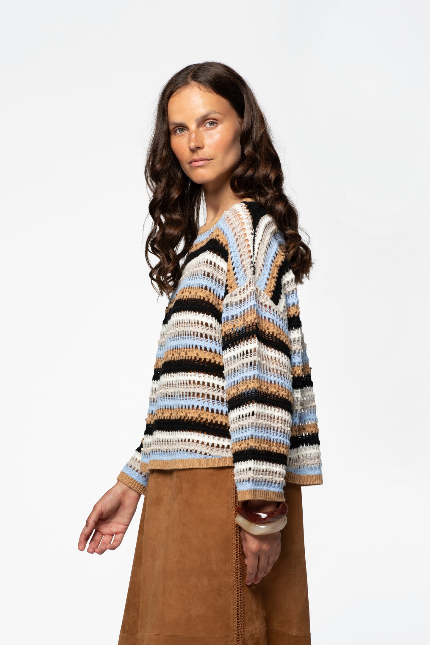Pull manches longues laine et cachemire femme MAX&MOI luxe multicolore