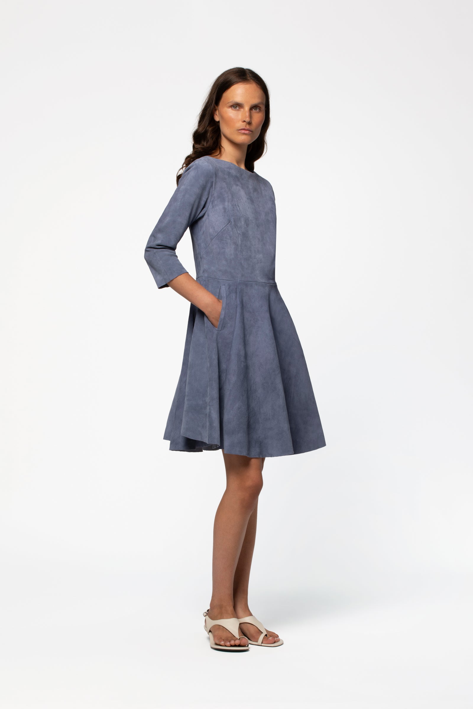 grey suede dress RAIDA collection:LUX25 TOP 10 BEST Formal Color:Iceberg Approx length 80.5 cm