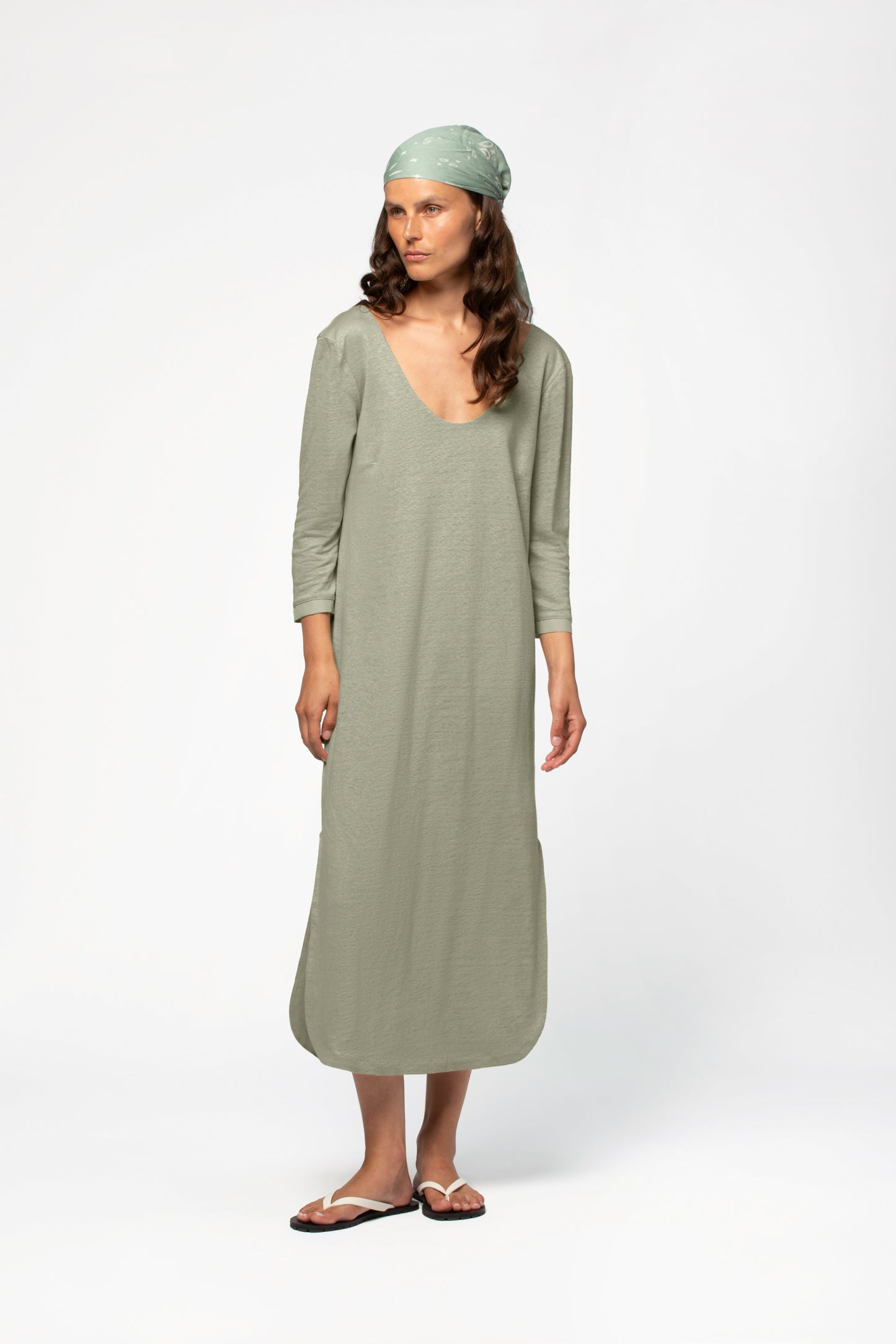 Robe lin femme mode luxe MAX&MOI kaki