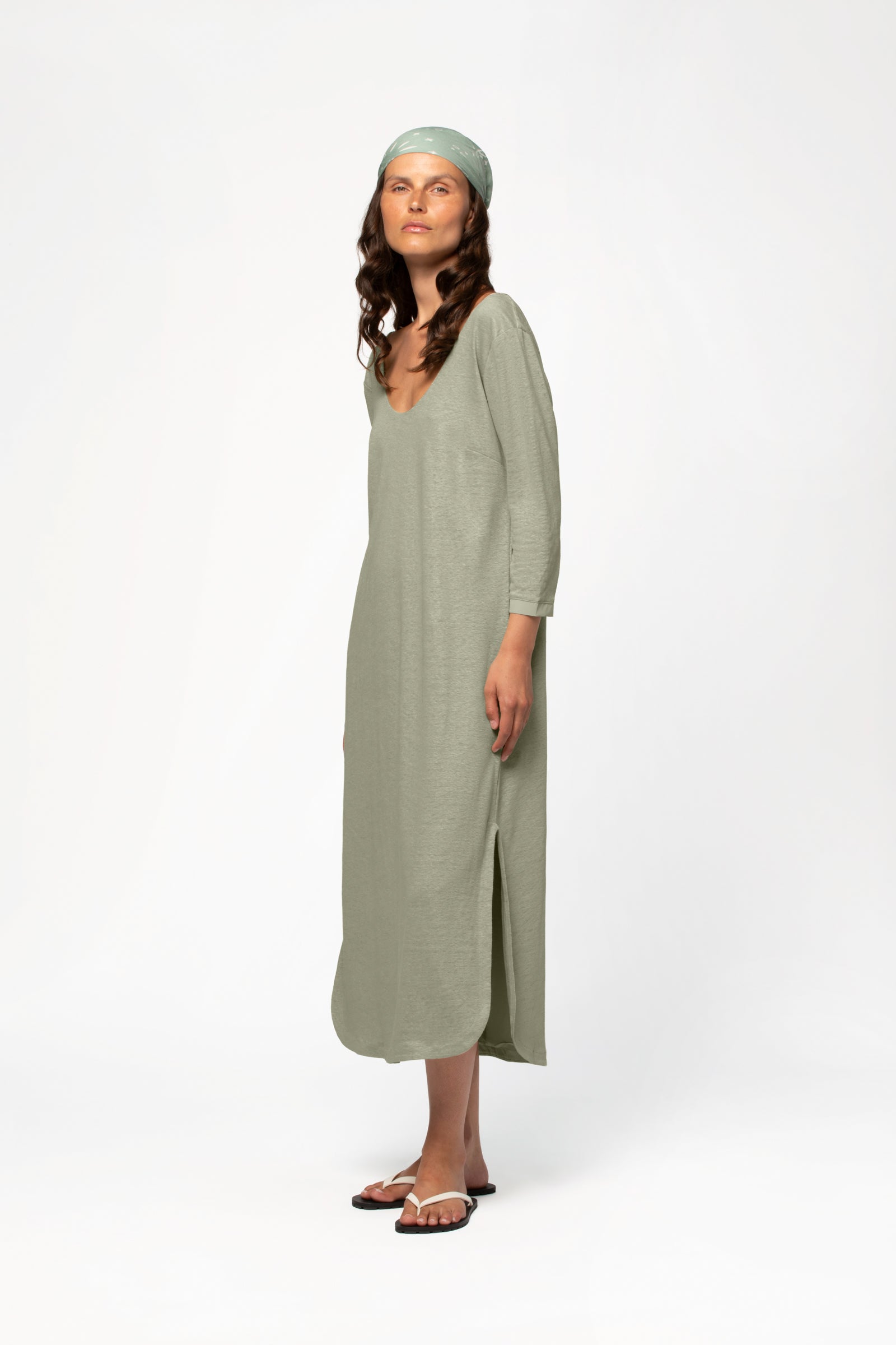Robe longue lin vert MAX&MOI vetements femme luxe
