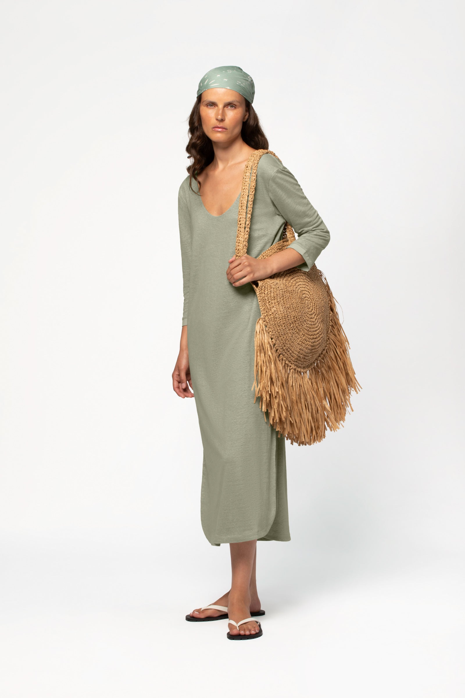 Robe longue lin femme collection été MAX&MOI kaki