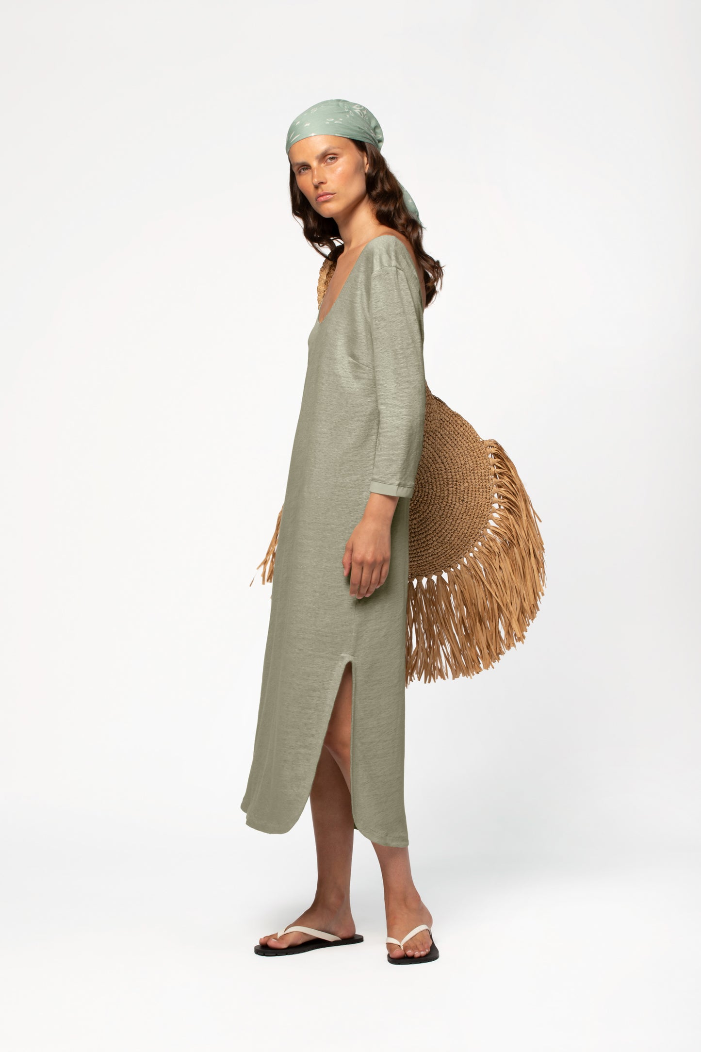 Robe lin coupe longue pour femmevert MAX&MOI mode contemporain