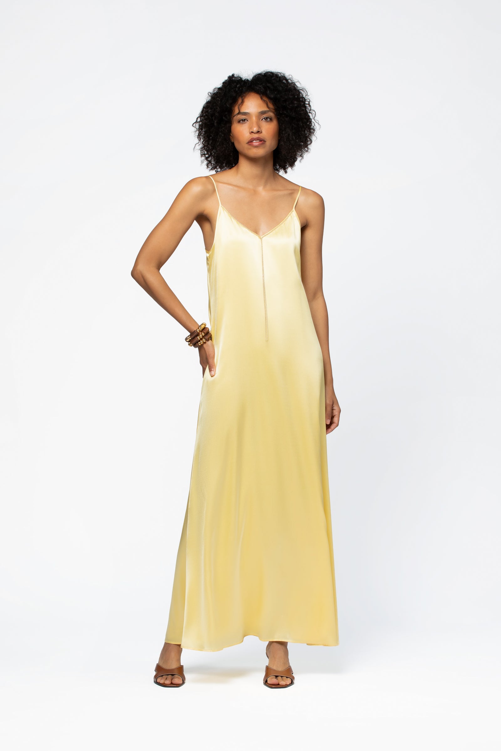 Robe soie femme MAX&MOI mode luxe jaune