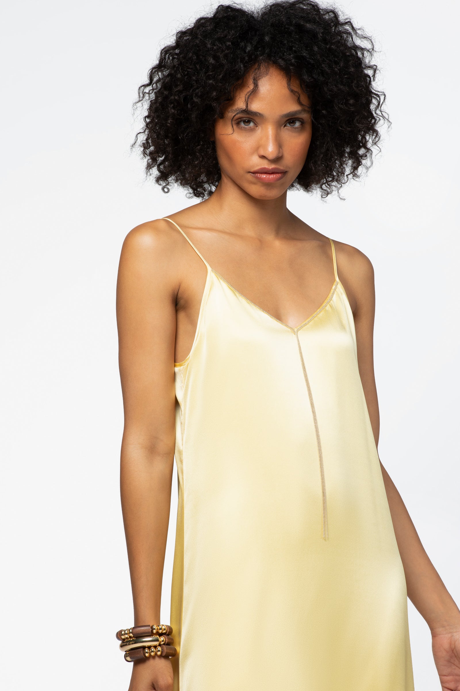 Robe longue soie femme jaune MAX&MOI mode luxe contemporain