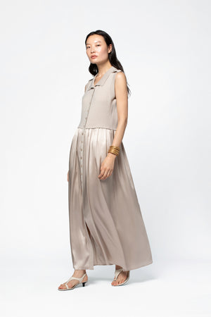 Robe cachemire femme mode luxe MAX&MOI beige chiné