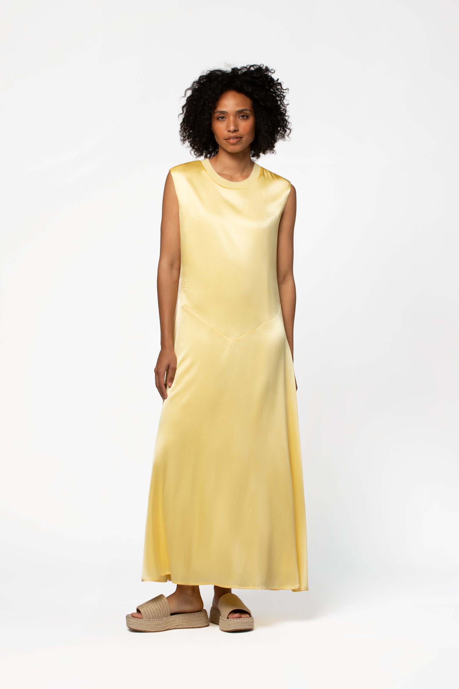 Robe soie femme MAX&MOI mode luxe jaune