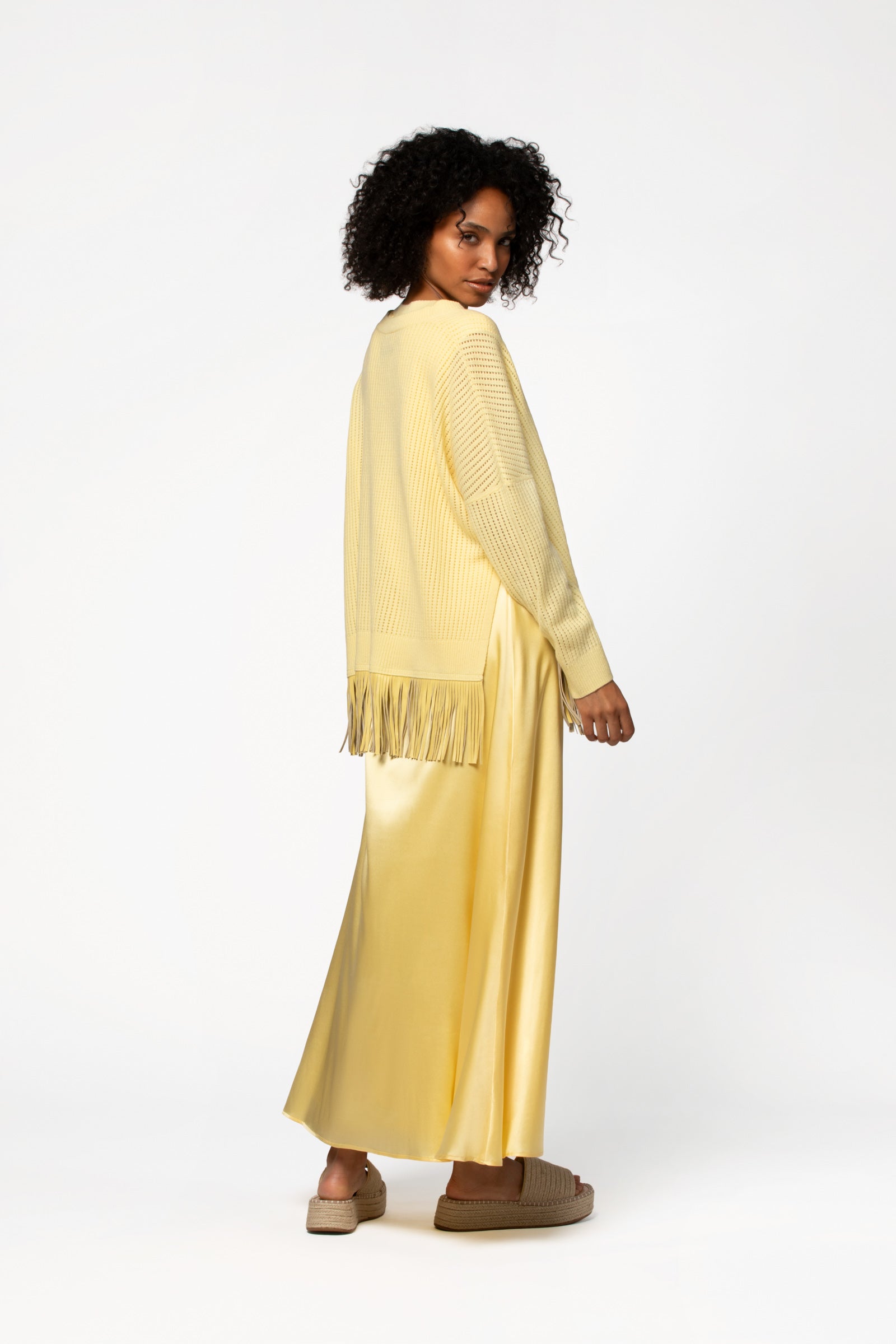 Robe longue soie fluide femme style élégant MAX&MOI avec col rond sun