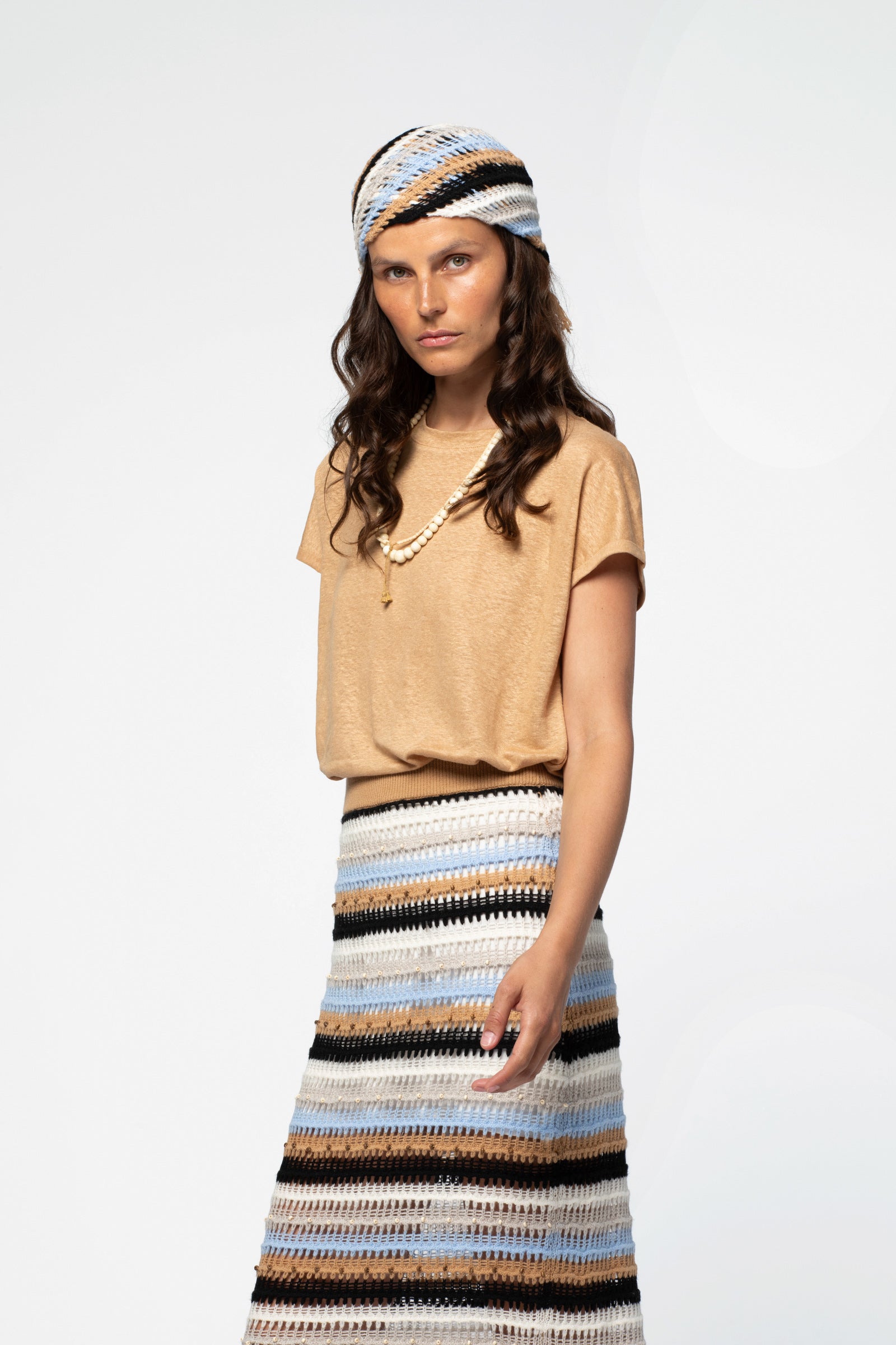 Top lin léger MAX&MOI mode femme luxe camel