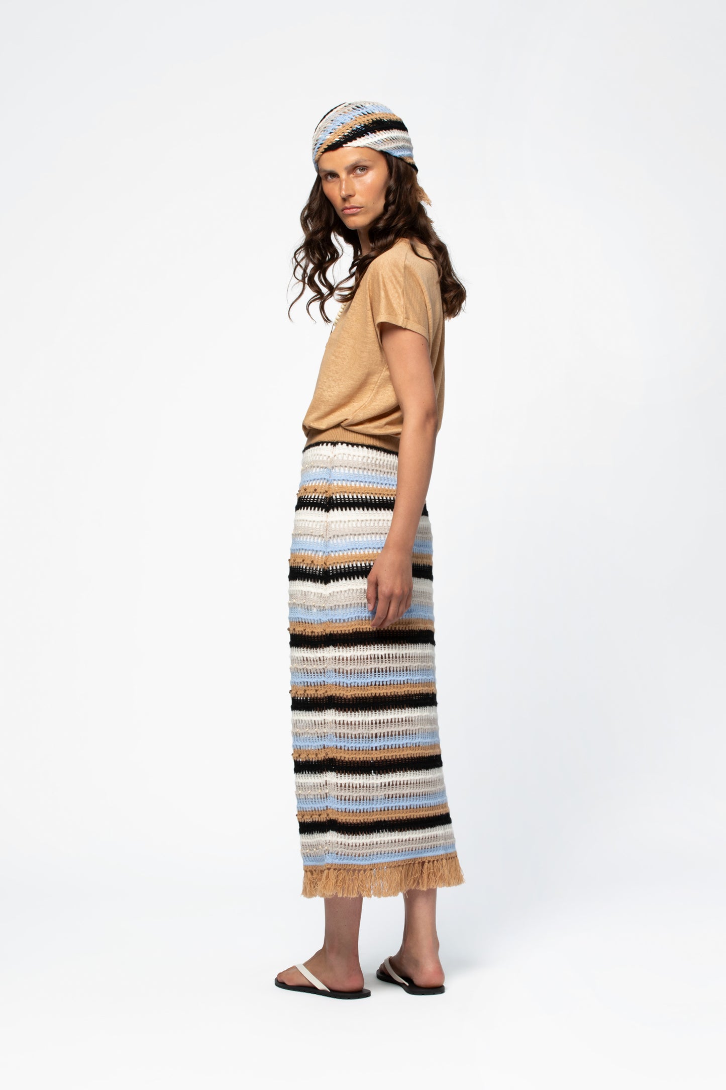 T-shirt lin manches courtes luxe femme MAX&MOI silhouette contemporaine marron