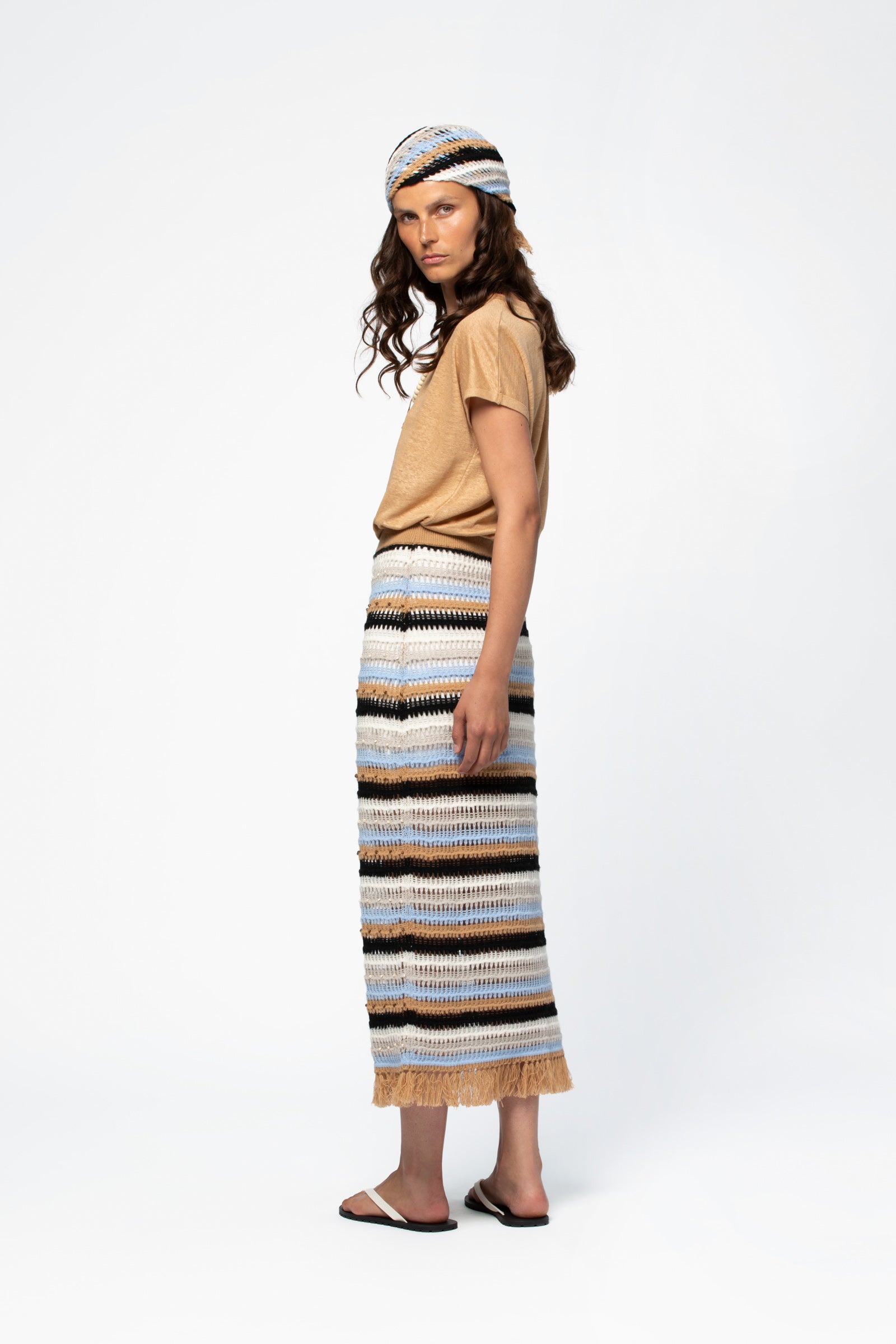 T-shirt lin manches courtes luxe femme MAX&MOI silhouette contemporaine marron