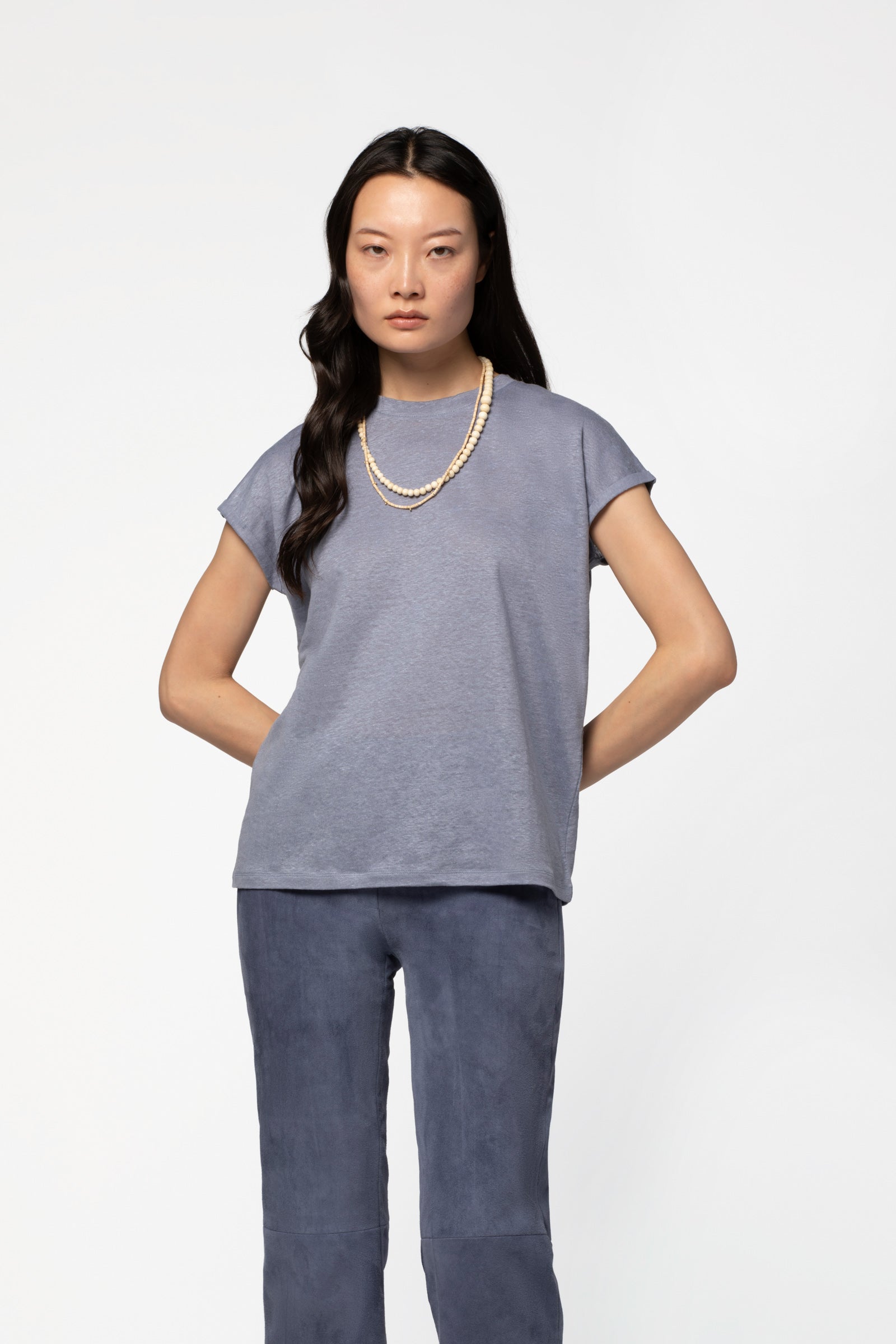 T-shirt lin femme luxe MAX&MOI bleu