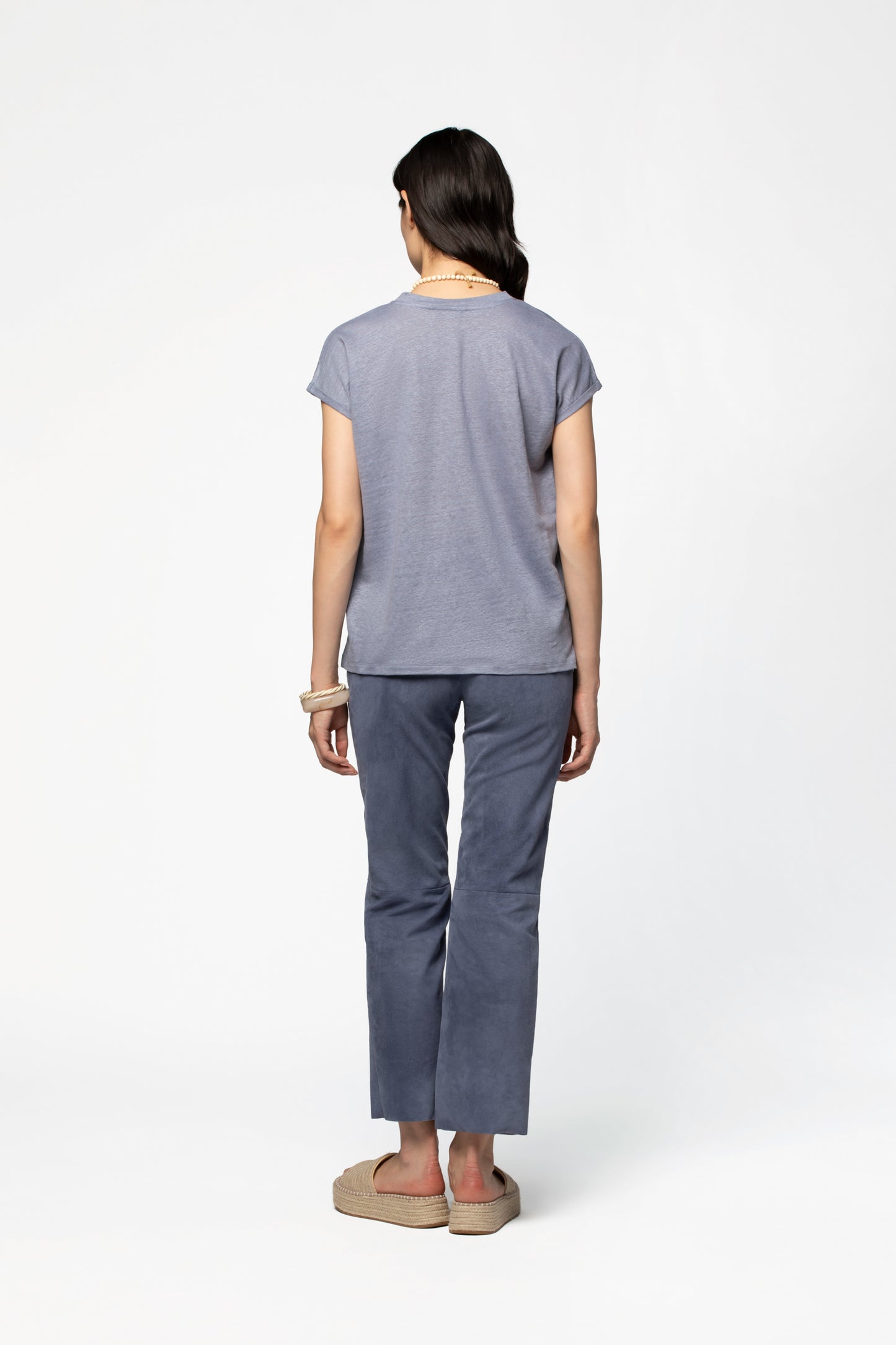 T-shirt lin respirant luxe femme MAX&MOI silhouette contemporaine bleu