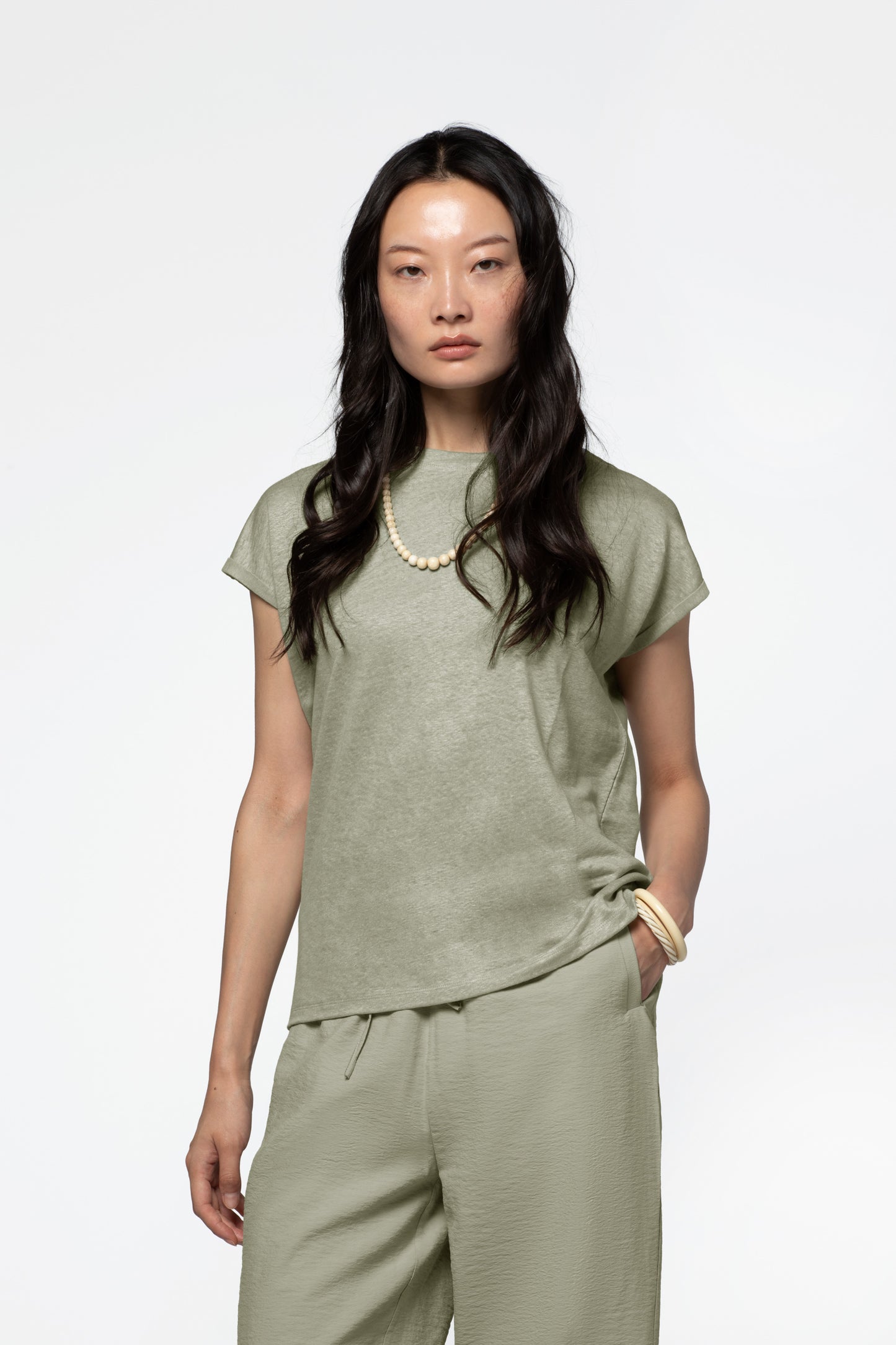 T-shirt lin femme luxe MAX&MOI vert