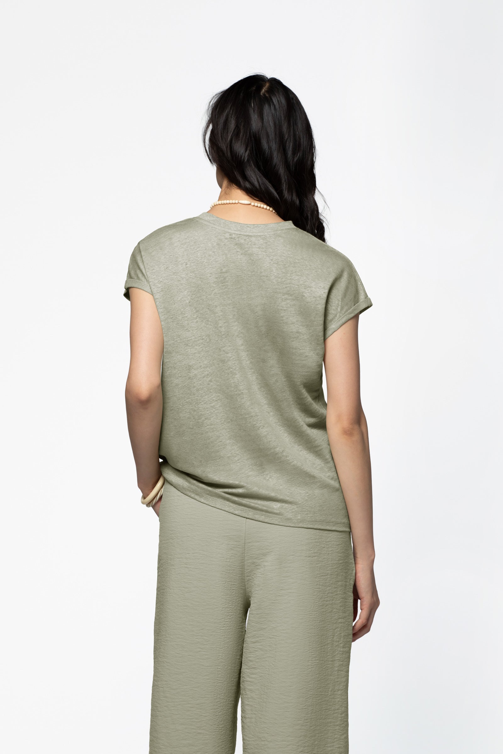 Top lin léger MAX&MOI mode femme luxe kaki