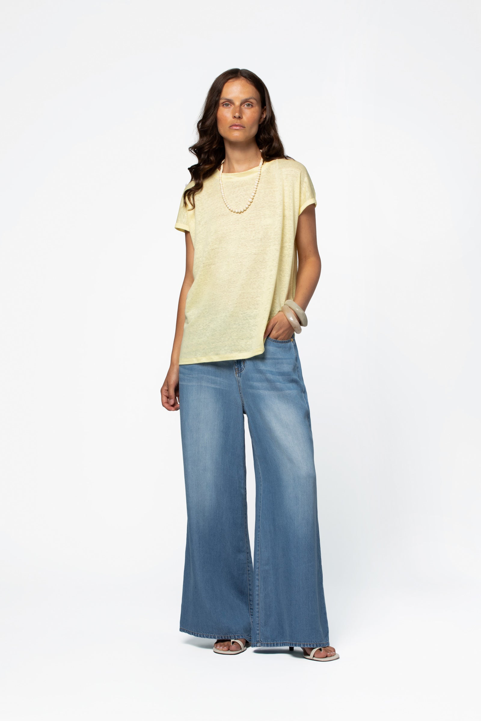 T-shirt lin femme luxe MAX&MOI jaune