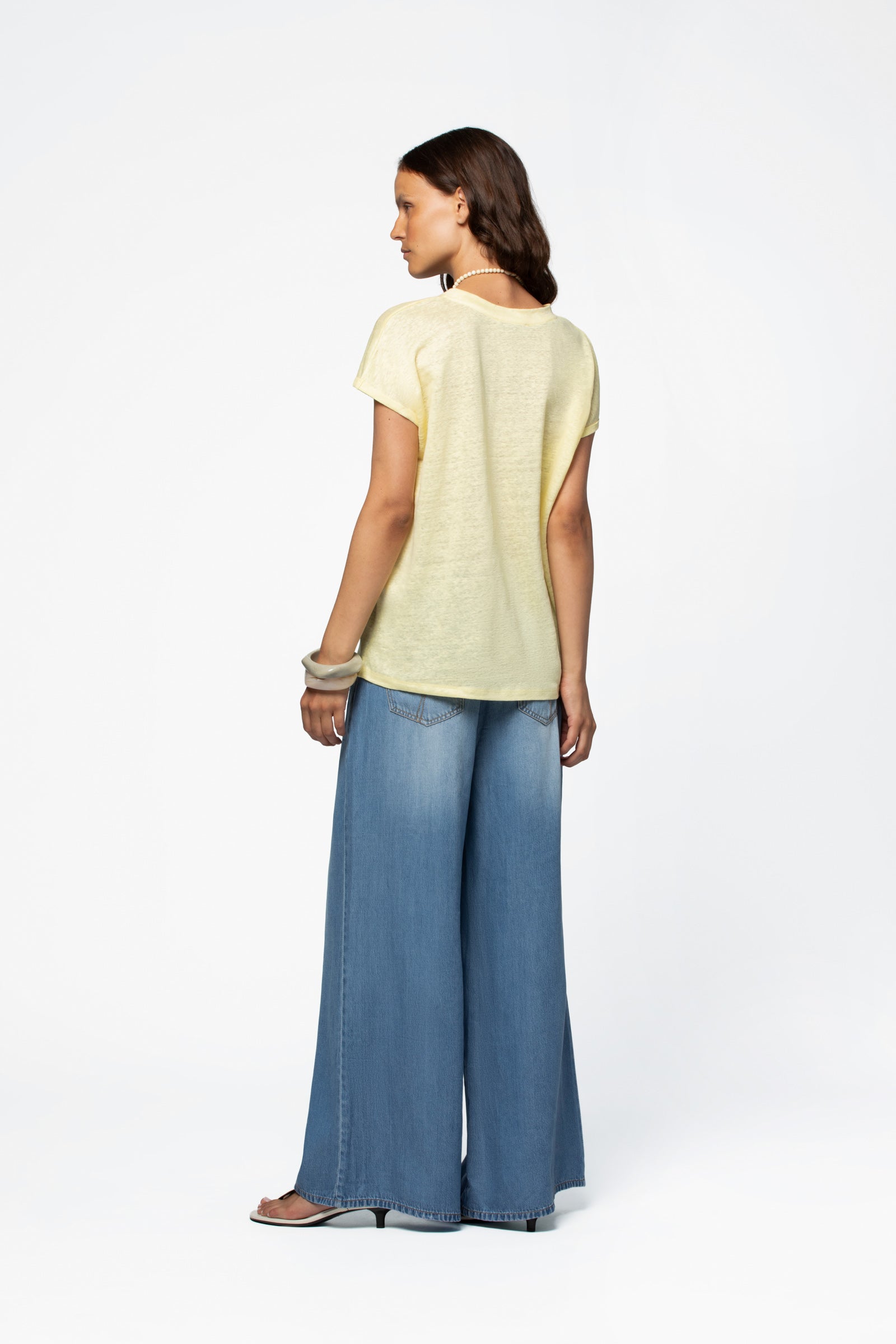 T-shirt lin respirant luxe femme MAX&MOI silhouette contemporaine jaune