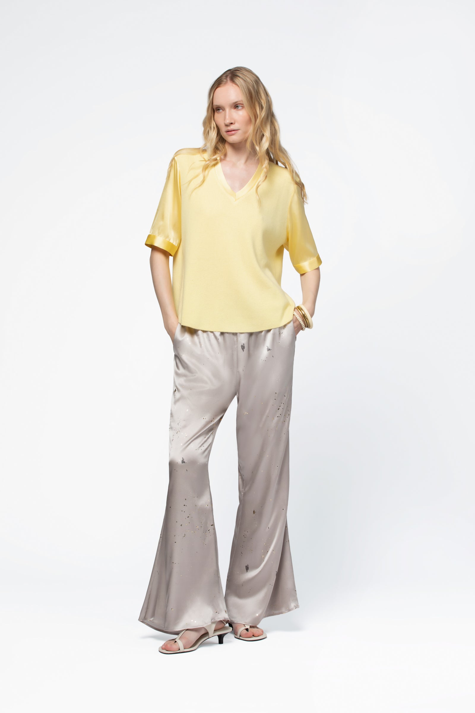 Haut femme luxe maille cachemire été MAX&MOI jaune sun