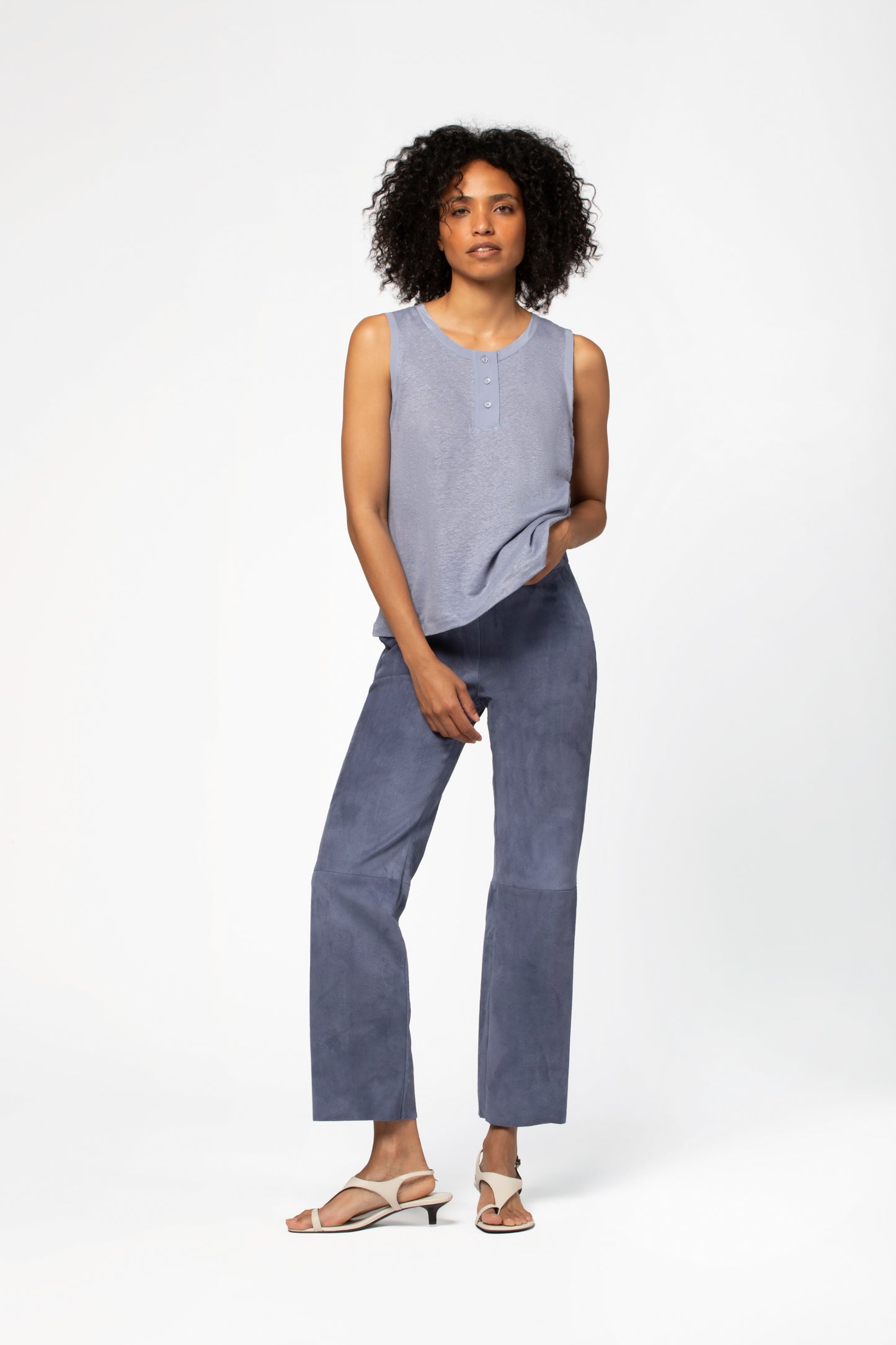 Débardeur lin femme luxe MAX&MOI bleu