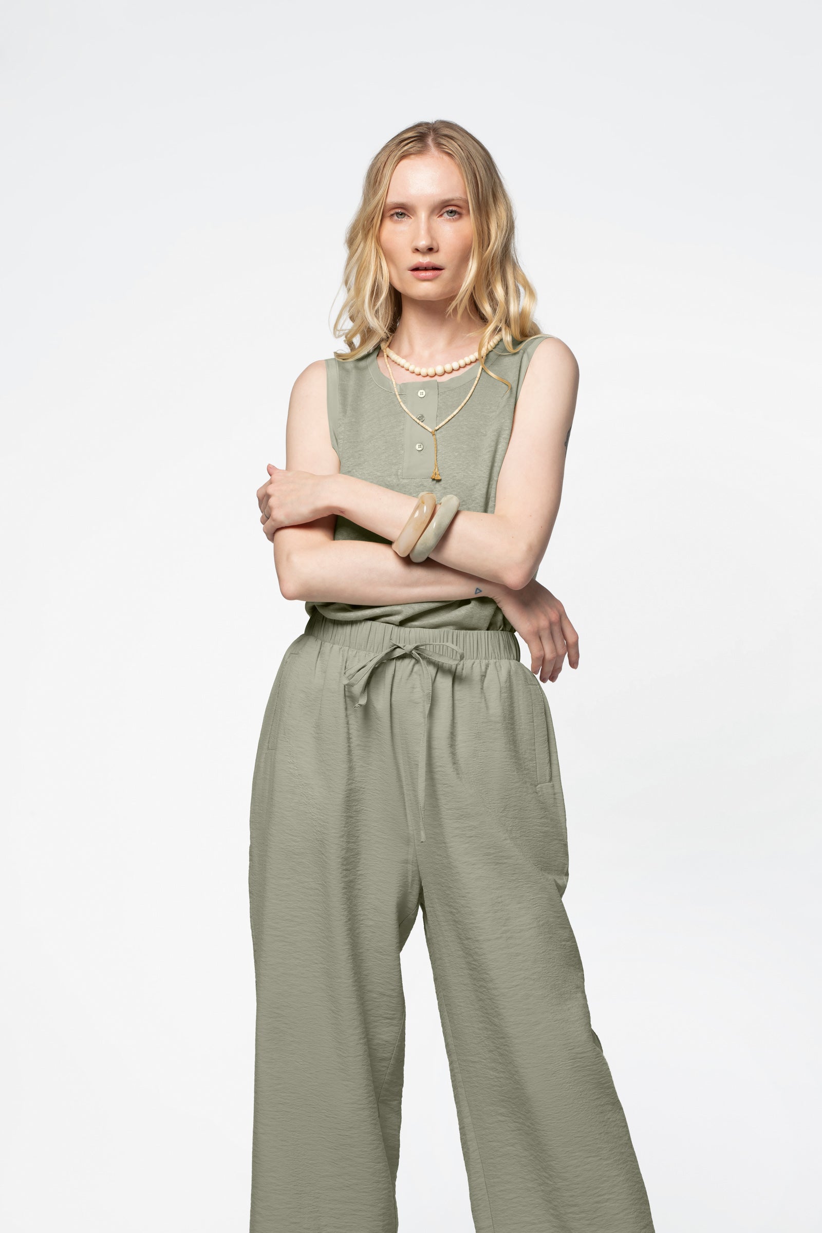 Débardeur lin femme luxe MAX&MOI vert