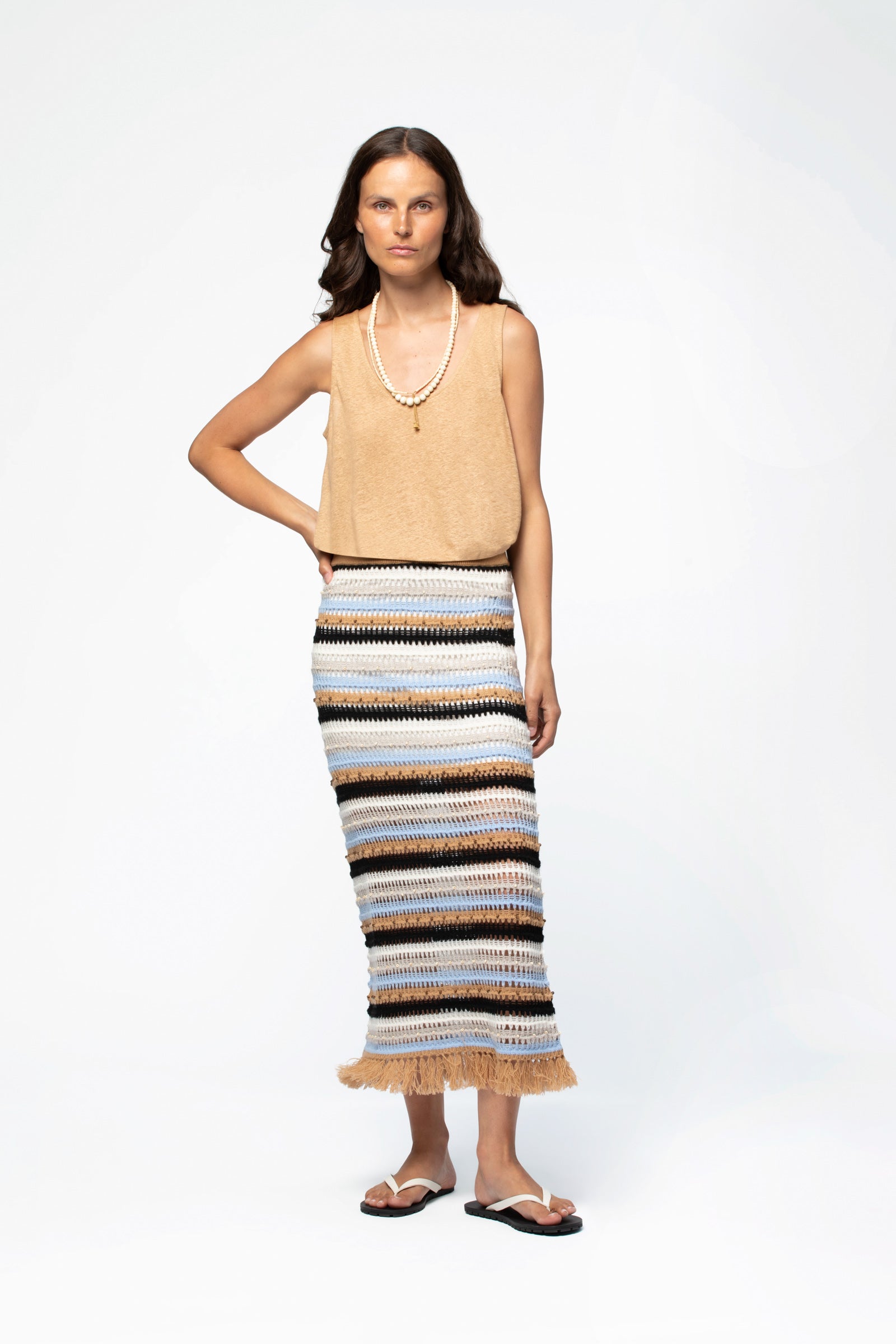 Top lin léger MAX&MOI mode femme luxe camel