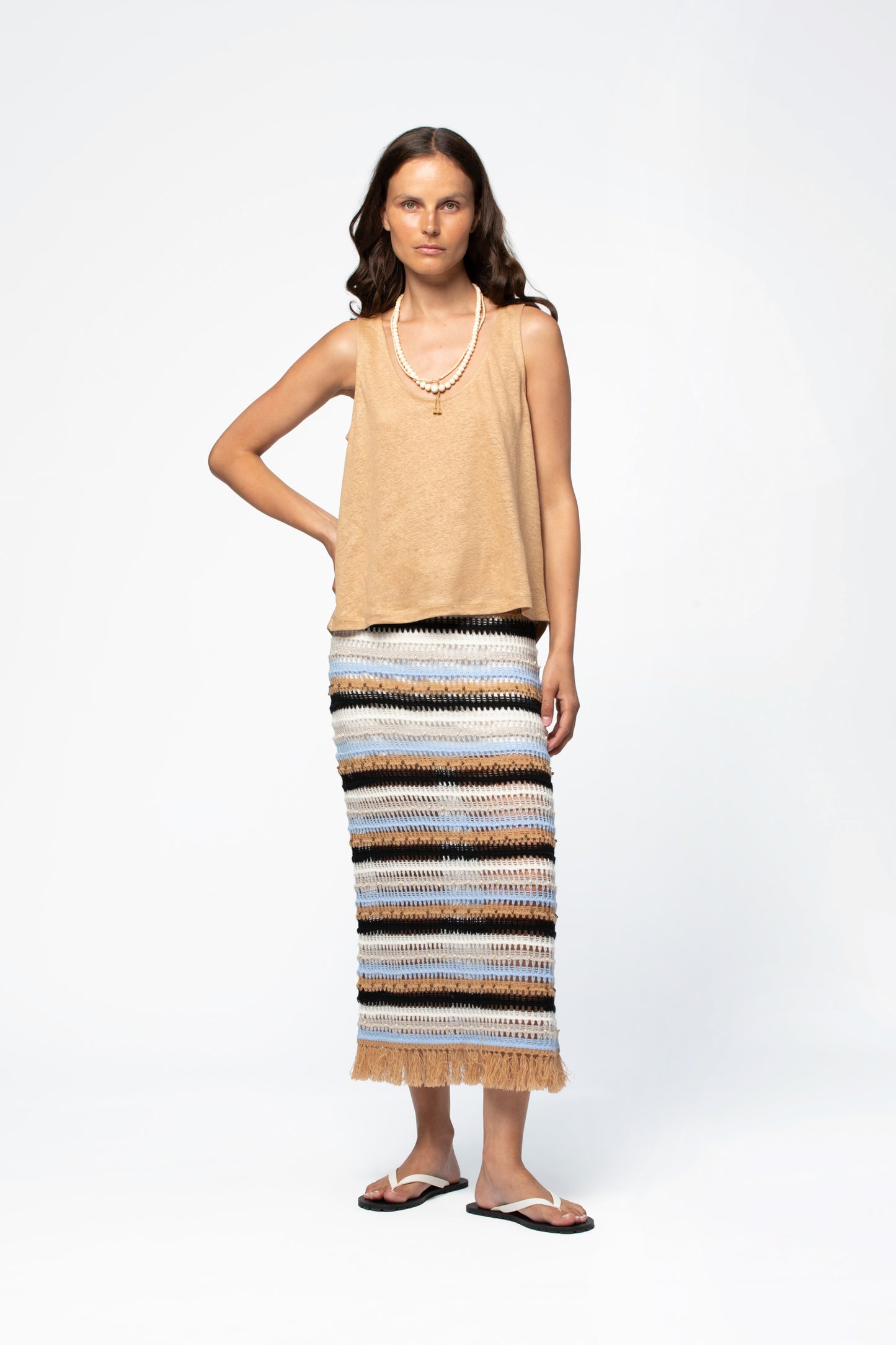 Débardeur lin respirant luxe femme MAX&MOI silhouette contemporaine marron