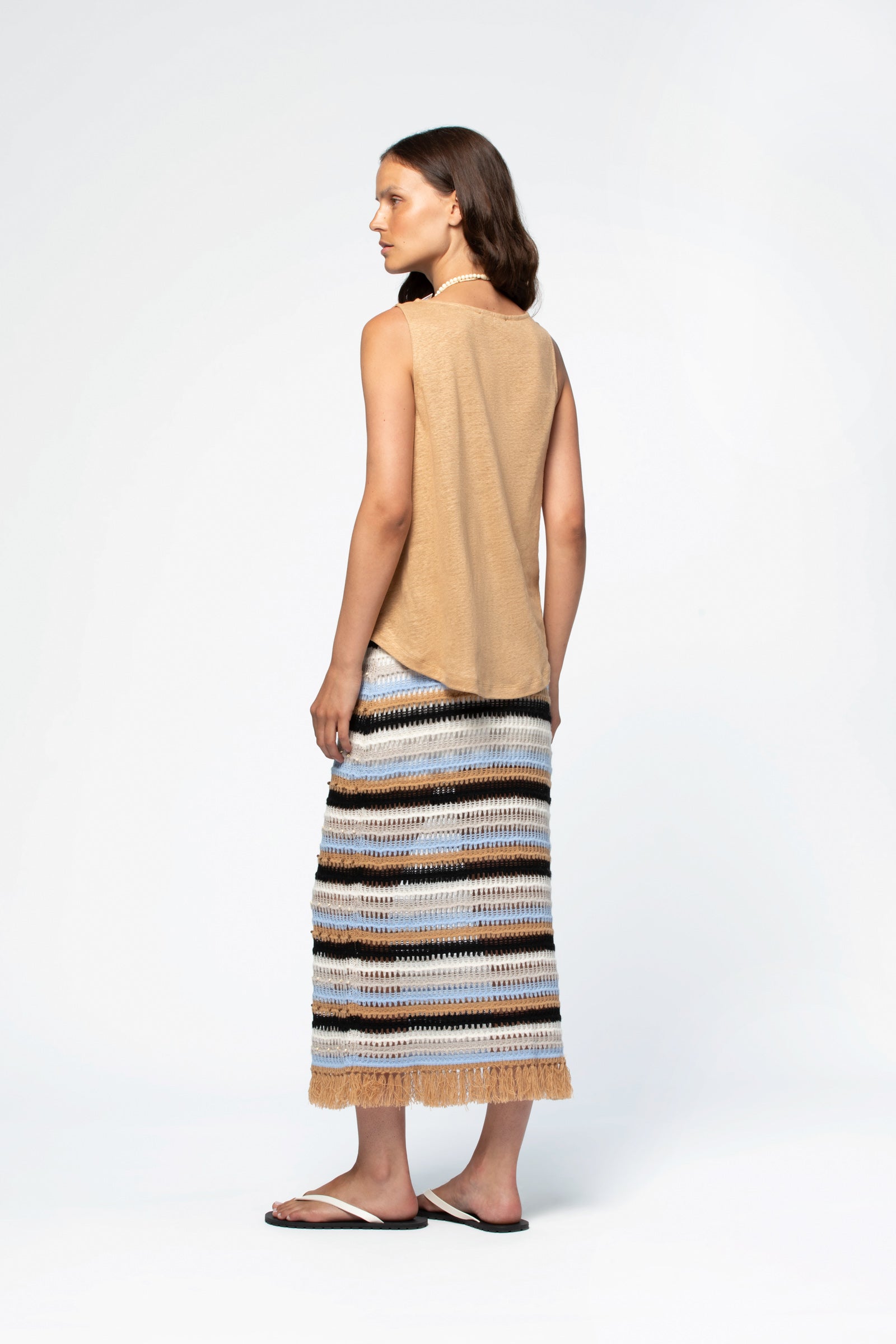 Top lin sans manches luxe femme MAX&MOI silhouette contemporaine marron