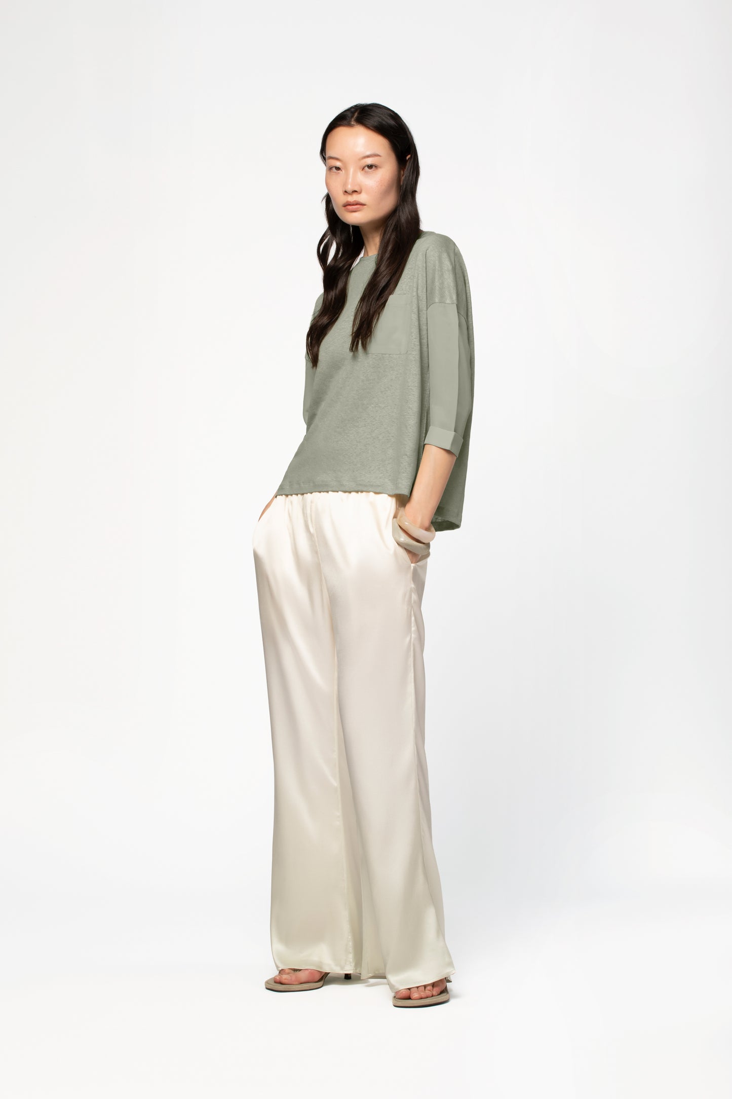 Top lin léger MAX&MOI mode femme luxe kaki