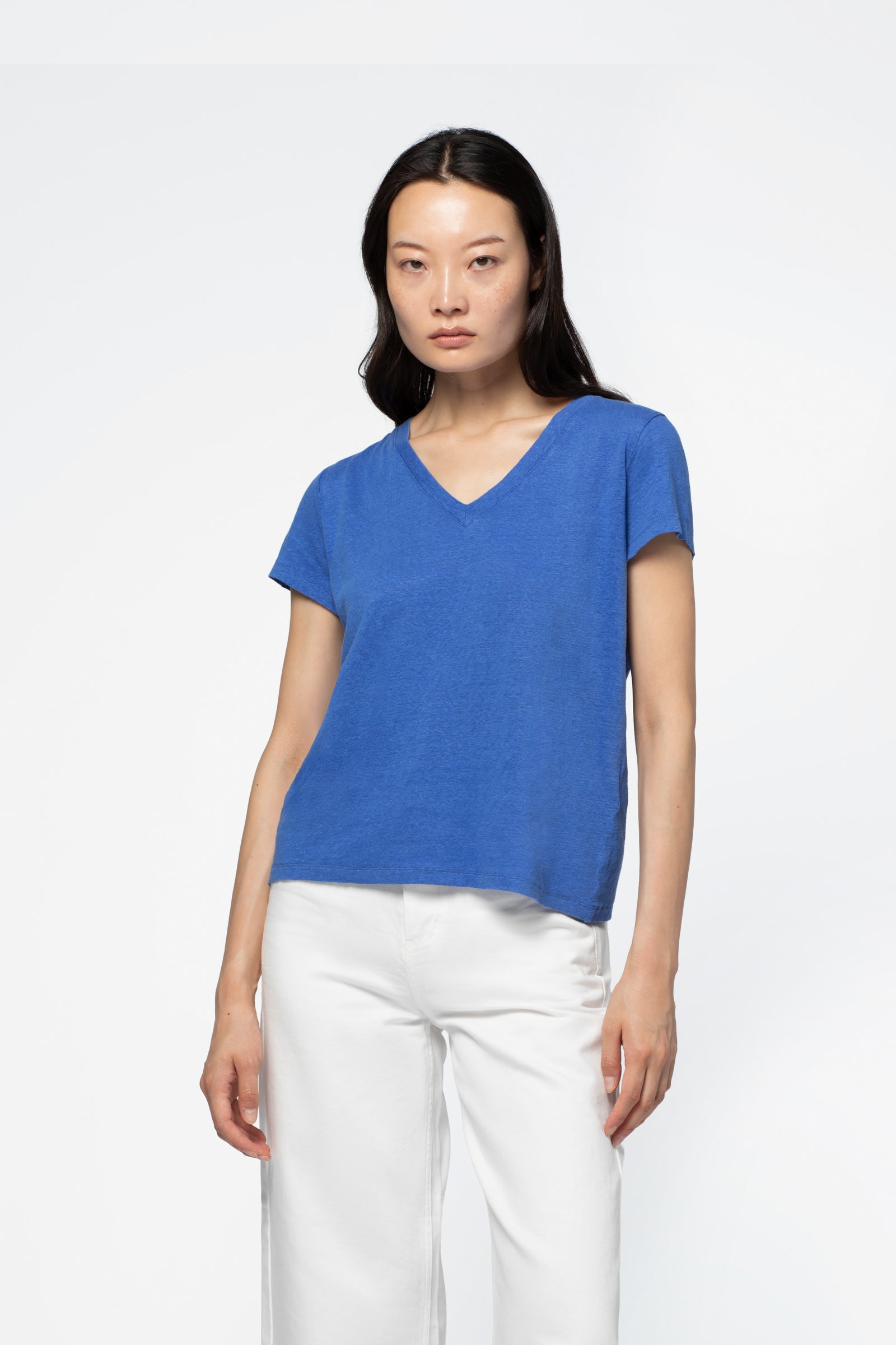 T-shirt lin femme luxe MAX&MOI bleu