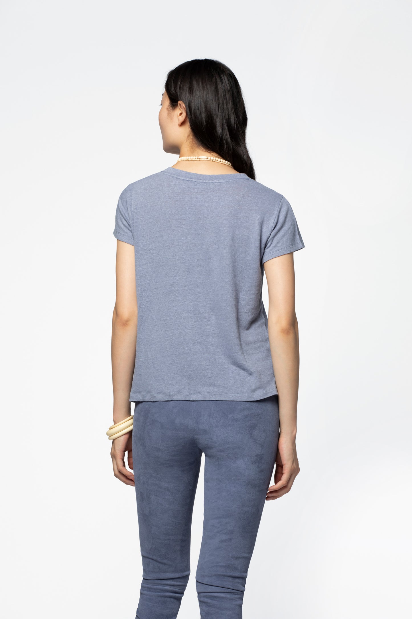 T-shirt lin respirant luxe femme MAX&MOI silhouette contemporaine bleu