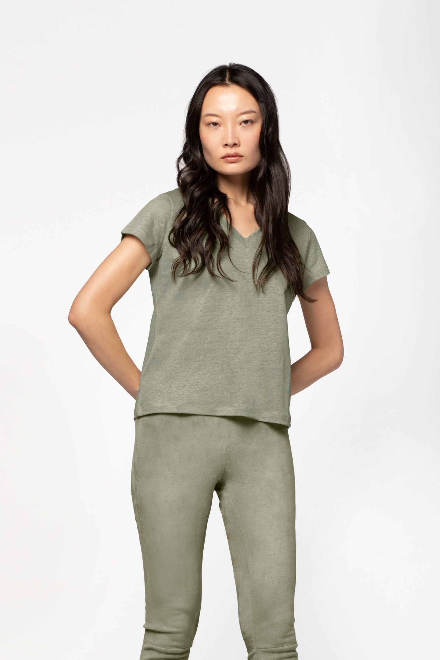 Top lin léger MAX&MOI mode femme luxe kaki