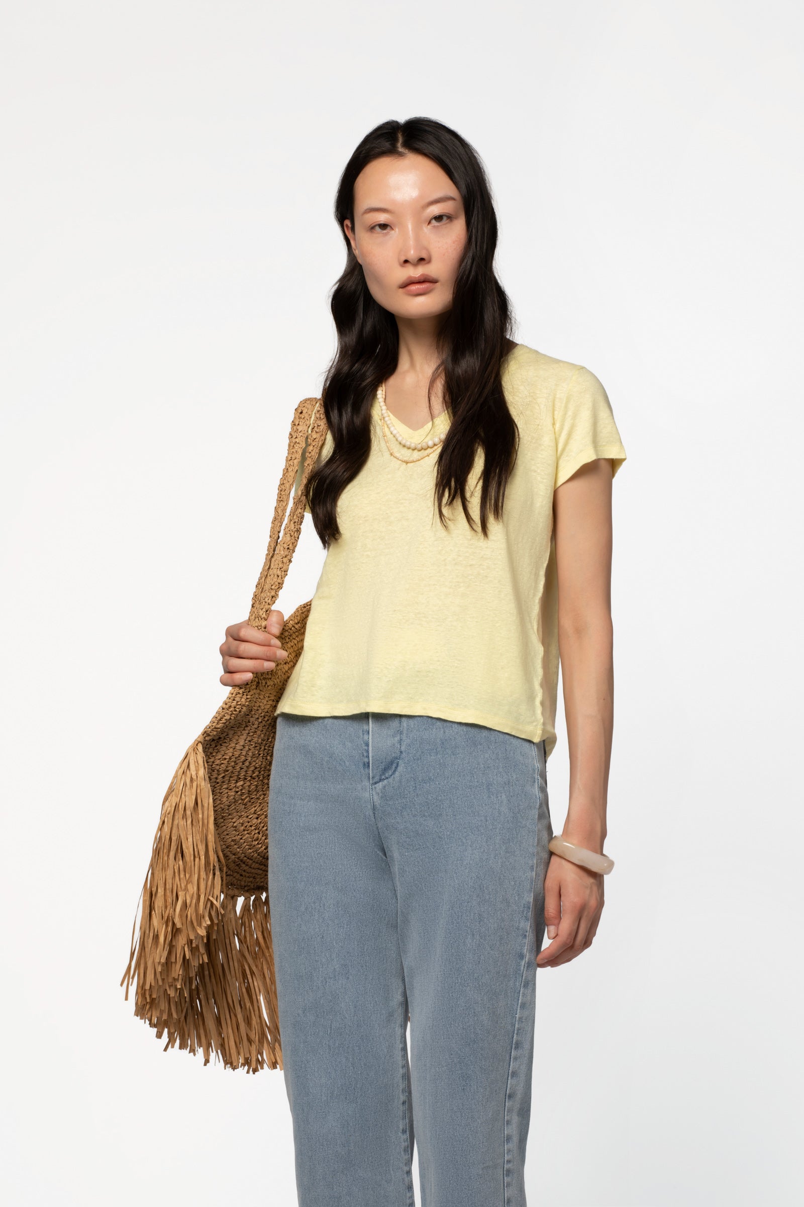 T-shirt lin femme luxe MAX&MOI jaune