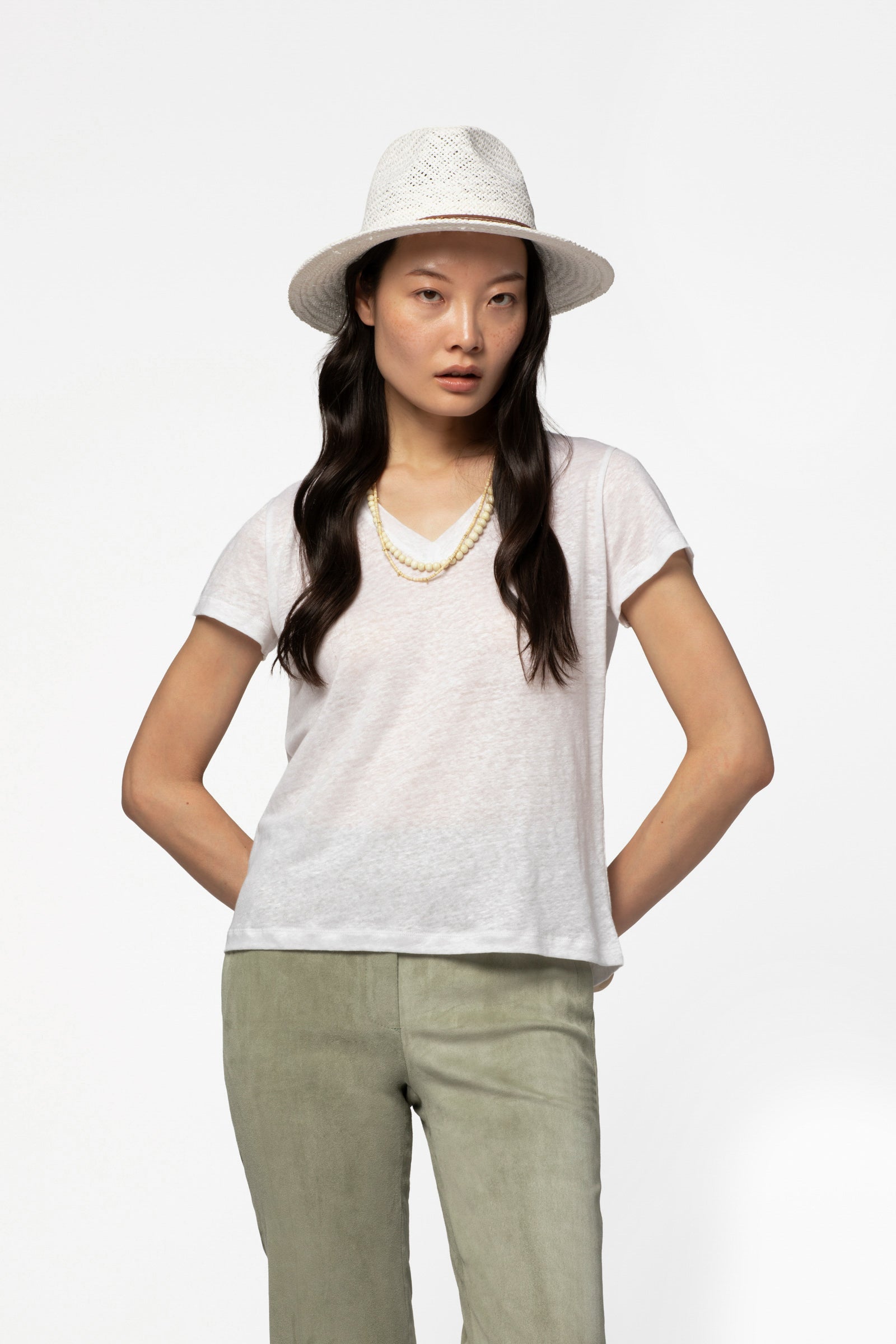 T-shirt lin femme luxe MAX&MOI blanc