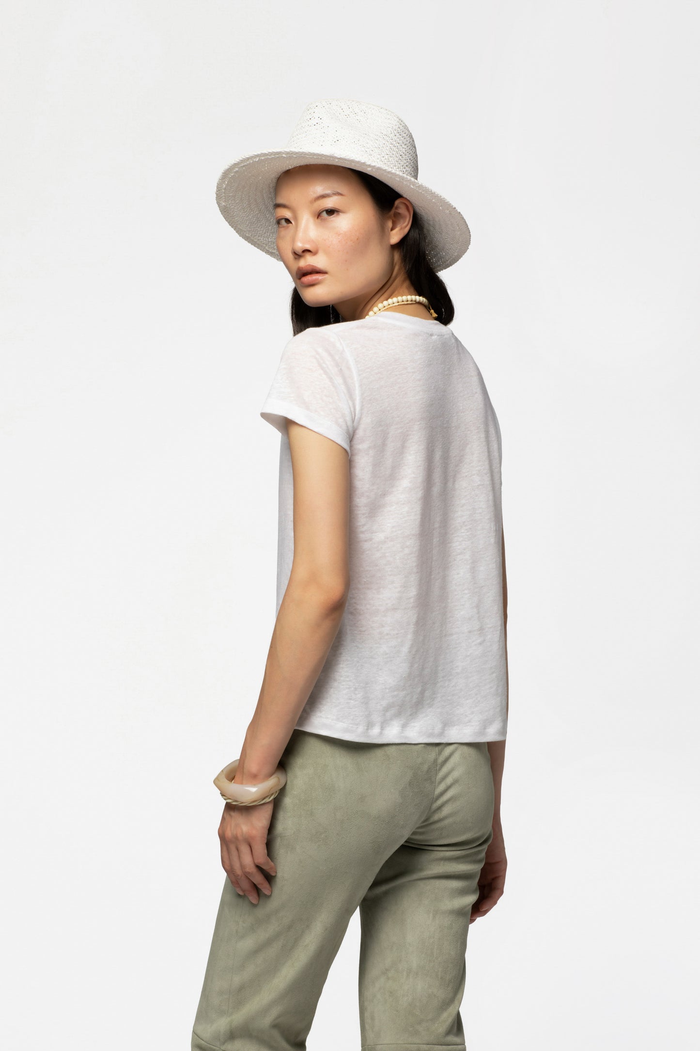 T-shirt lin respirant luxe femme MAX&MOI silhouette contemporaine blanc