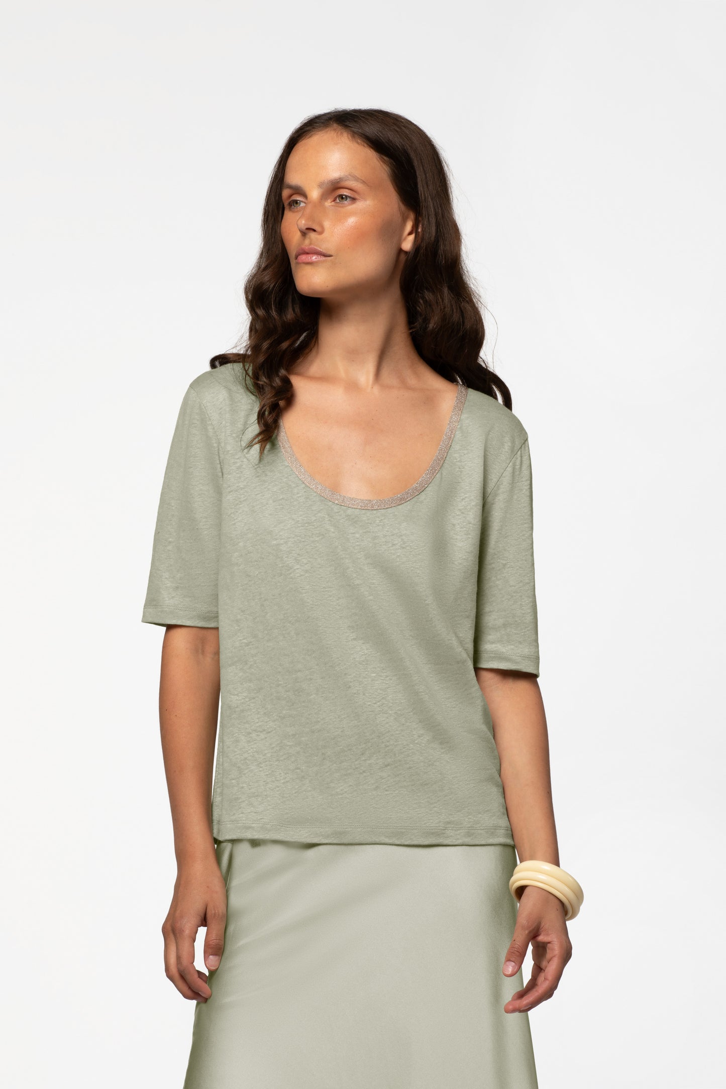 T-shirt lin femme luxe MAX&MOI vert